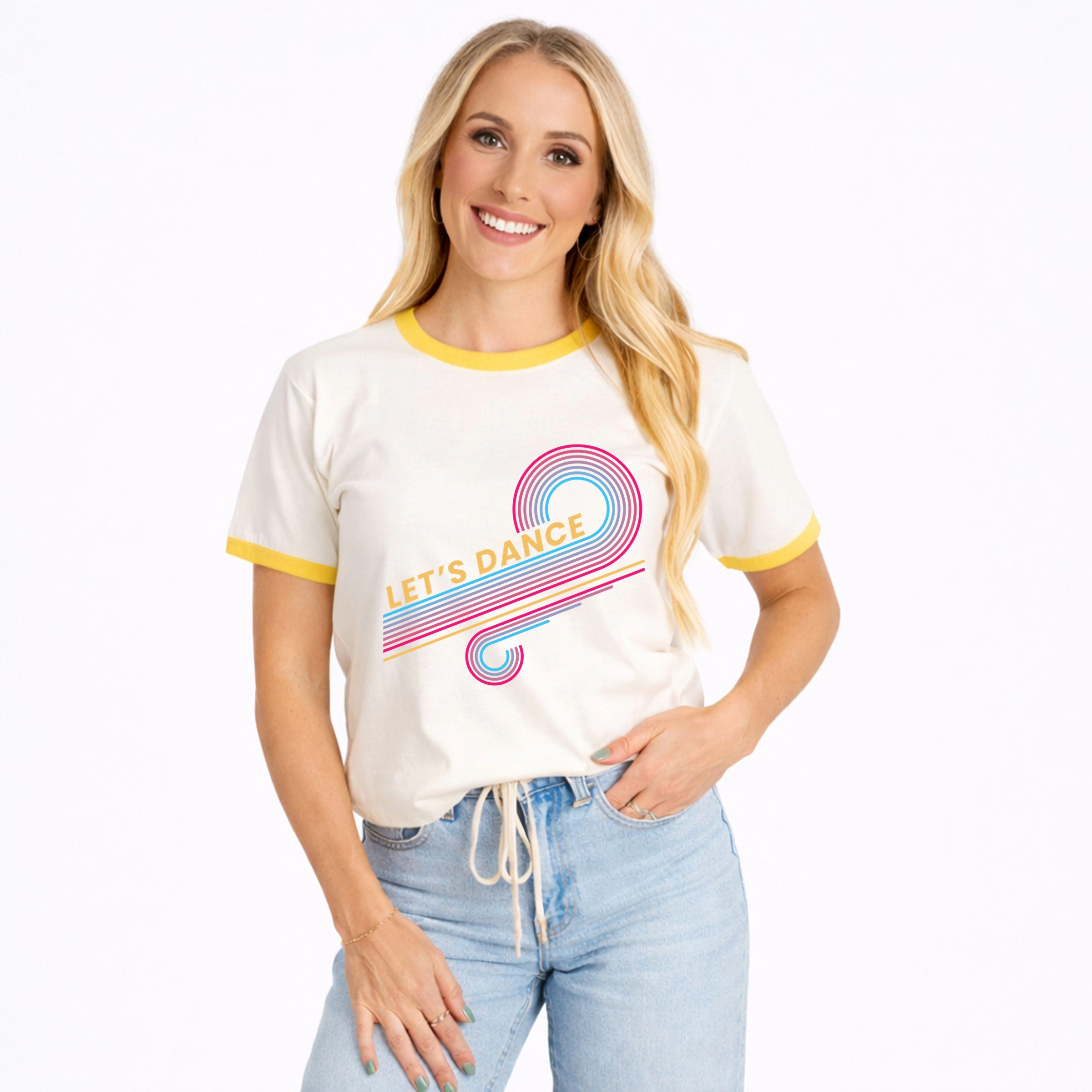 Simply Sage Market - Women's Ringer Graphic T-Shirt Let's Dance Swirls