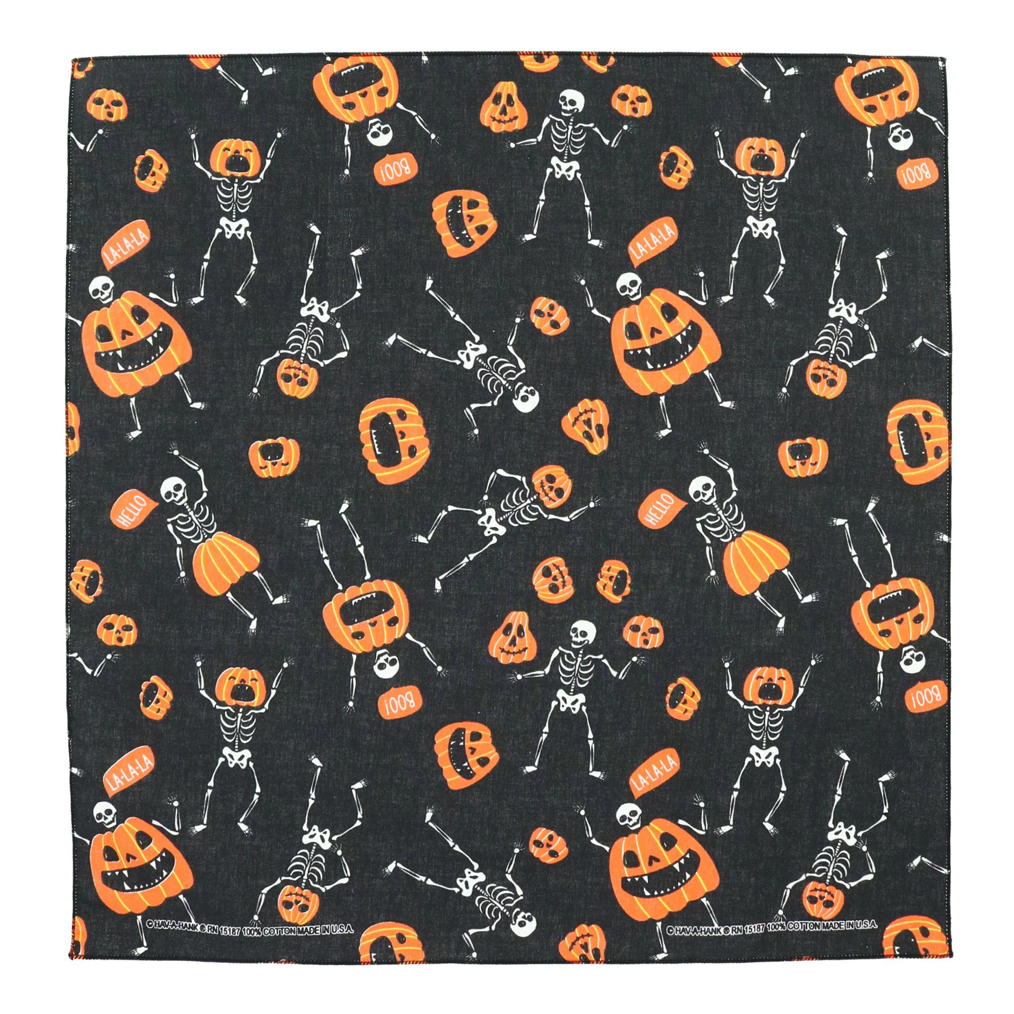 CTM Glow in the Dark Skeletons and Pumpkins Halloween Print Holiday Bandana