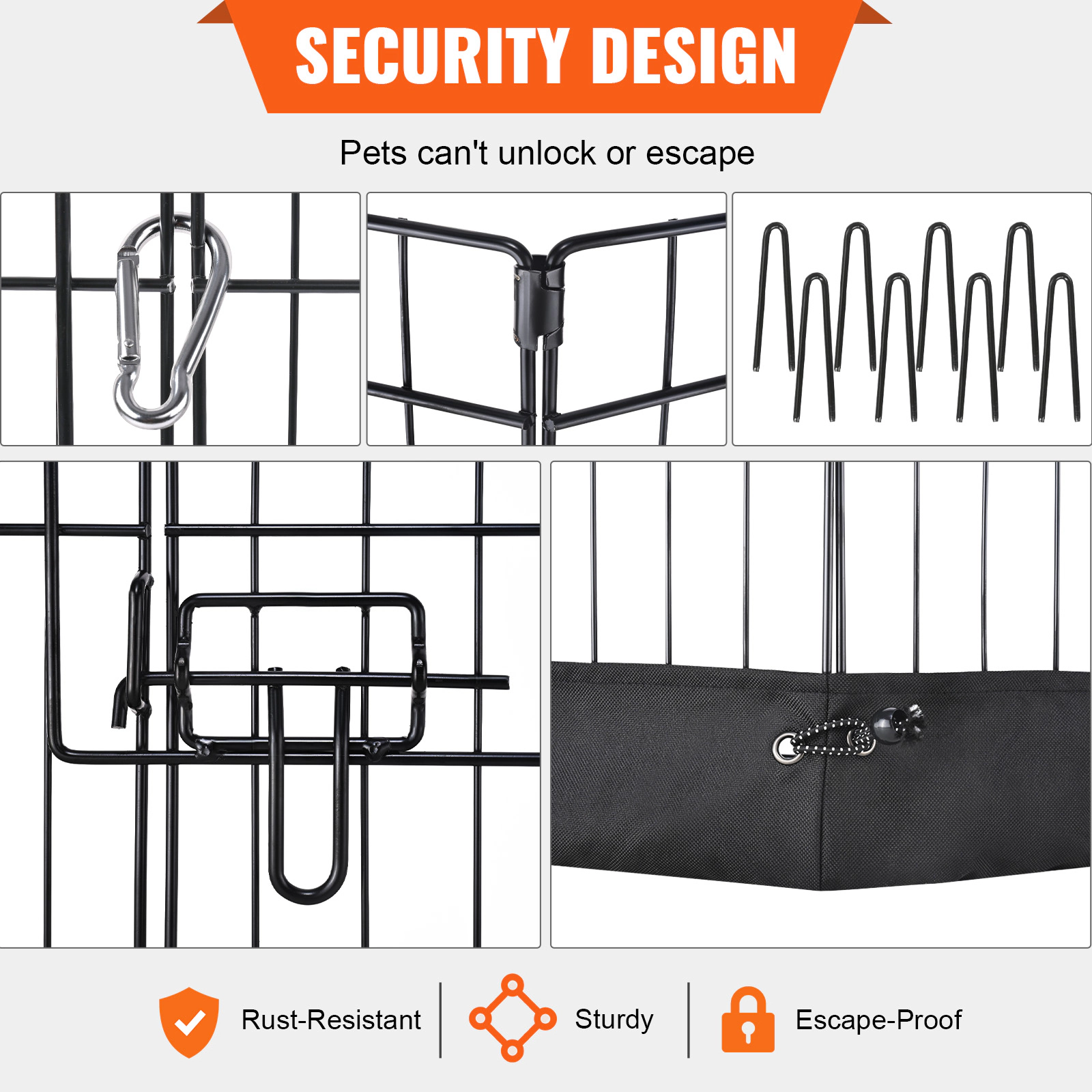 HONGGE 8-Panel Foldable Metal Dog Playpen, 24 in Tall Exercise Pen with Ground Stakes for Small to Medium Pets