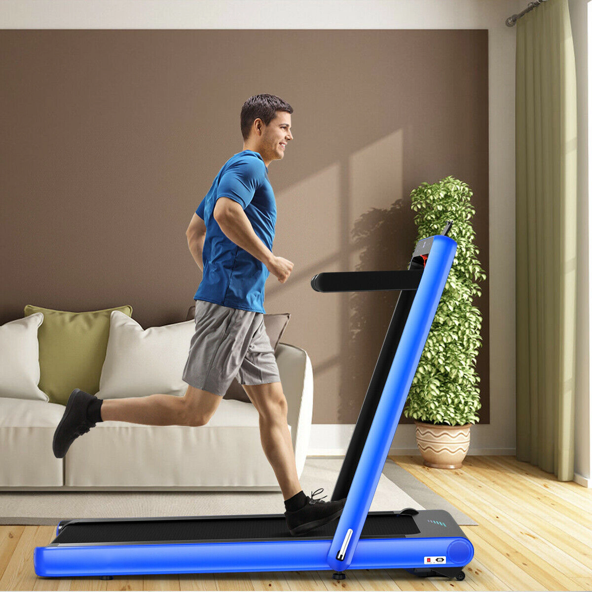 SUGIFT Navy 4.75-HP 2-in-1 Folding Treadmill with 49-in Running Belt 58-in W 31-in D 265-lb User Capacity