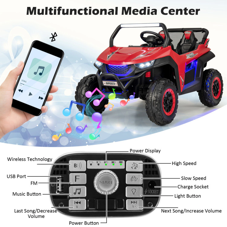 Hivvago 12V 2-Seater Kids Ride on UTV with Slow Start Function Music