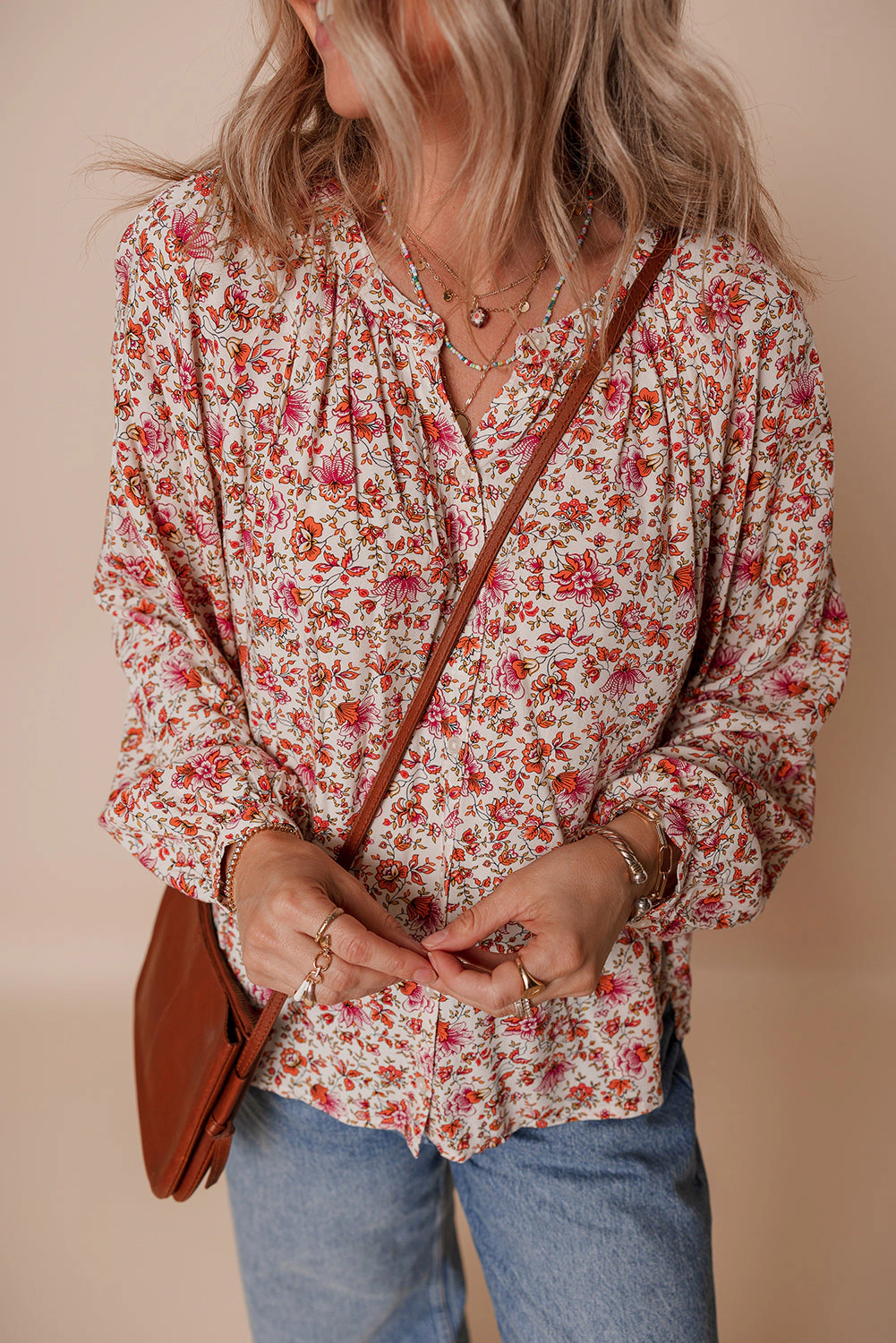 Threaded Pear Women's Carter Notched Puff Sleeve Blouse