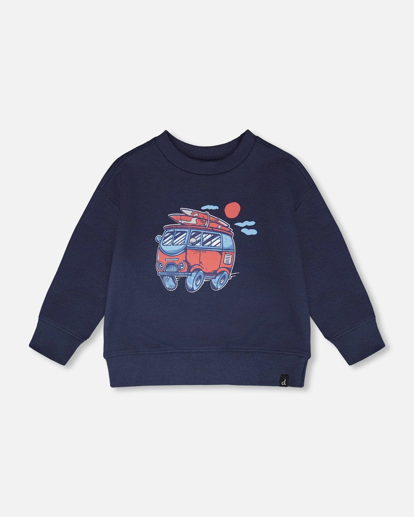 Deux par Deux Boys French Terry Surf Van Graphic Ribbed Trim Sweatshirt