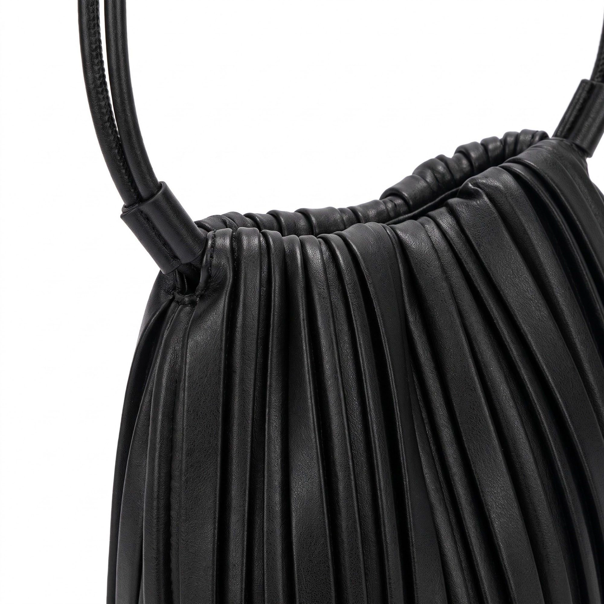 Alilang Women's Pleated Crossbody Bucket Bag with Long Shoulder Strap and Gathered Top 7.5x8.5x3.5in