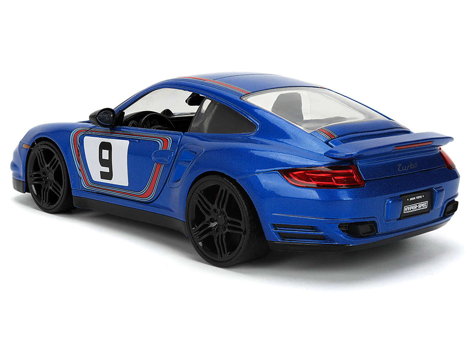 Jada Porsche 911 Turbo (997) #9 Blue Metallic with Stripes "Hyper-Spec" Series 1/24 Diecast Model Car by Jada