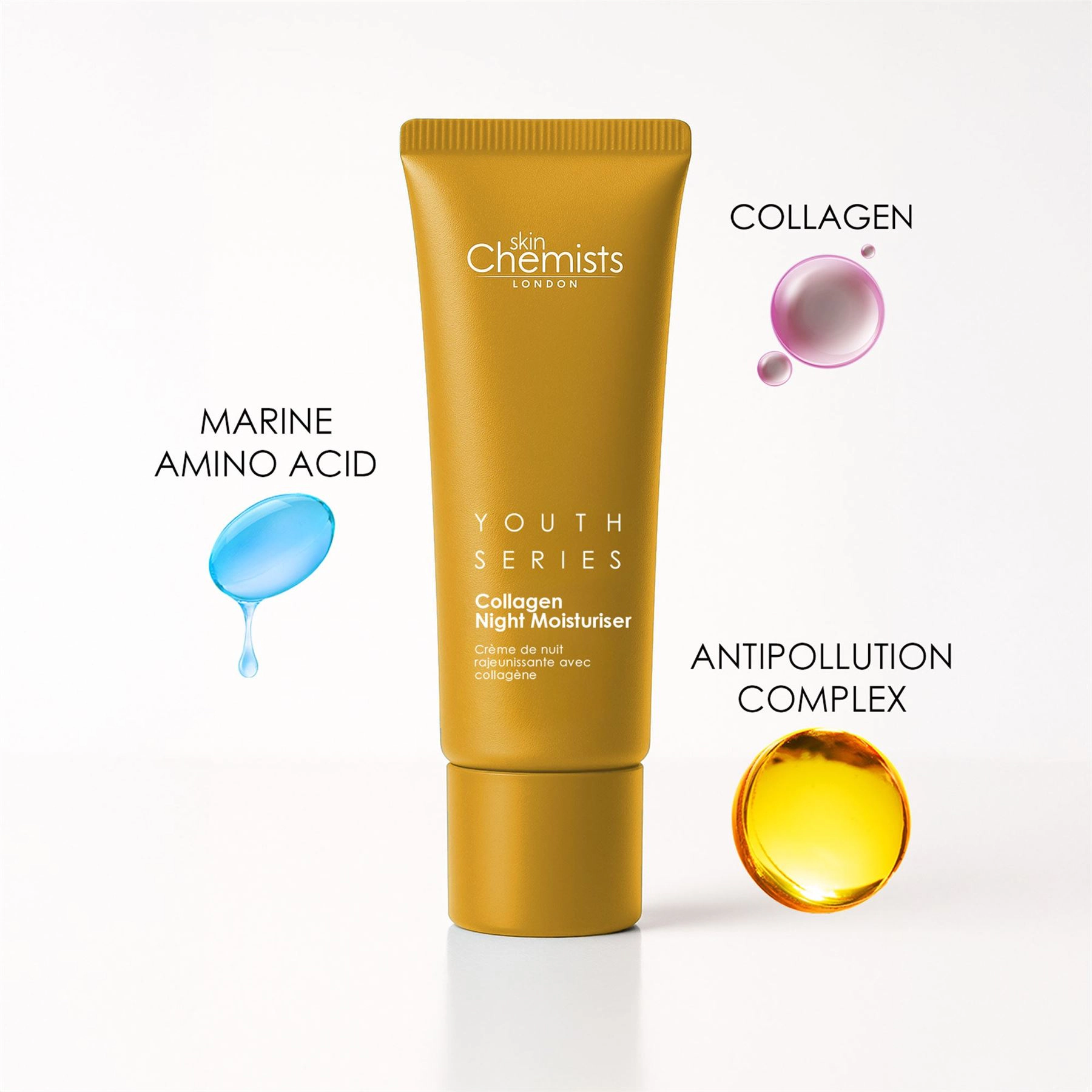 skinChemists Youth Series 1% Collagen Night Moisturiser 50ml - Anti-Aging for Loss of Firmness