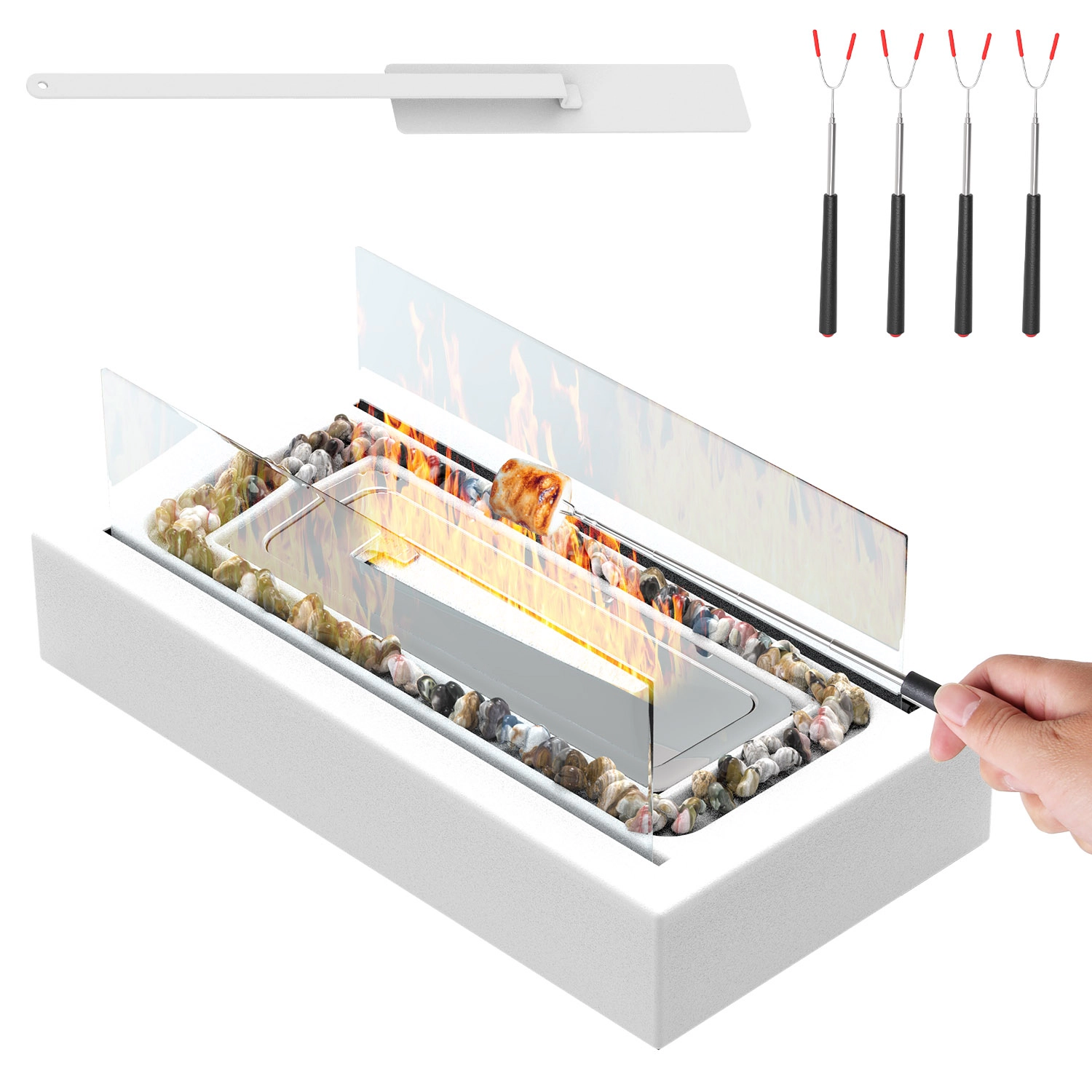 GBruno Ethanol Tabletop Fire Pit With Roasting Sticks