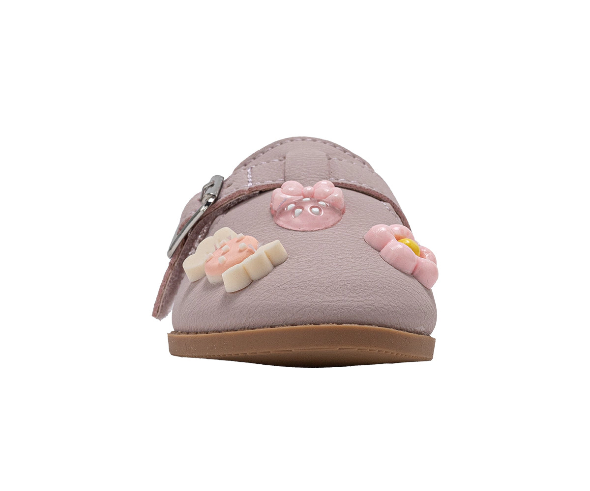 bebe Toddler Girl’s Sandals - Fashion Slip-On Mule with Charms, Cute Flat Summer Shoes for Little Girls
