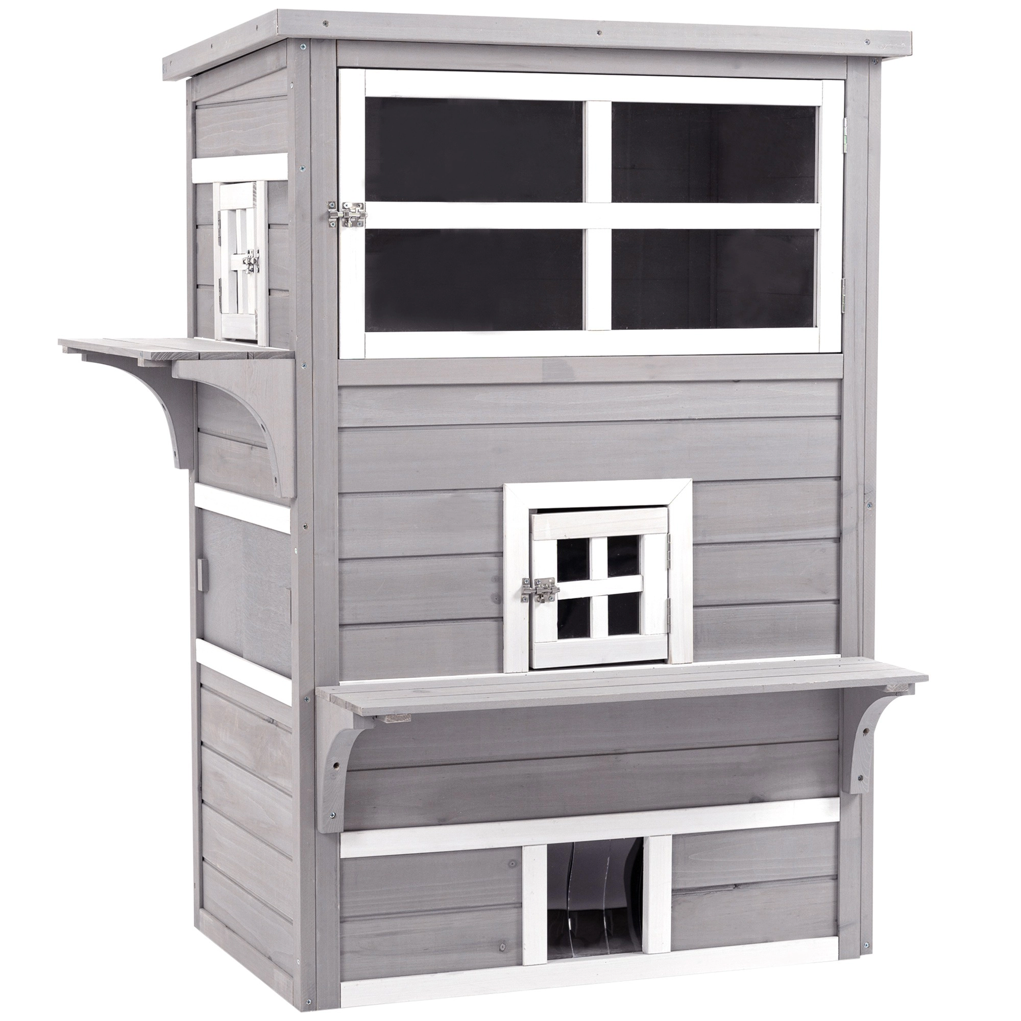 HONGGE Outdoor Cat House 3-Tier Kitty Shelter with 5 Escape Doors Weather Resistant