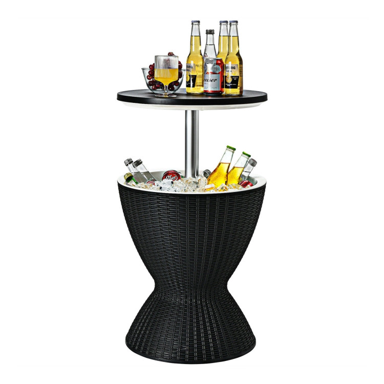 Hivvago 3 Pieces Outdoor Rattan Bar Table With Extendable Tabletop