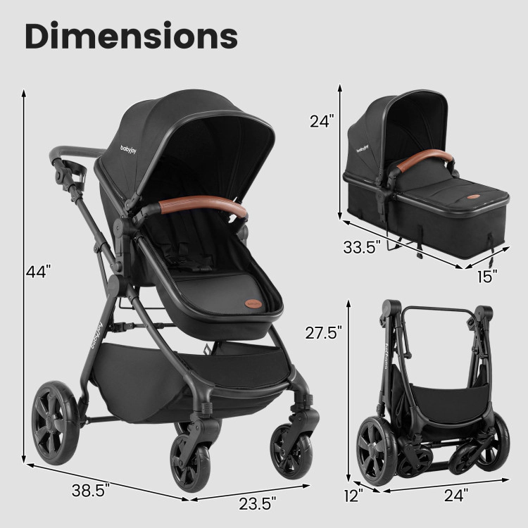 Hivvago Baby Stroller with Convertible Design and Car Seat Adapters