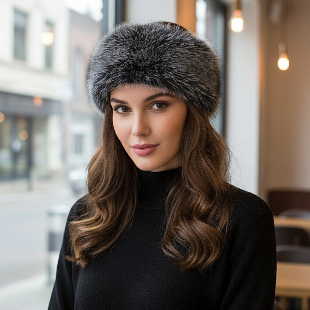 TRUEDAMES Elegant Faux Fur Winter Headband Earmuff Black