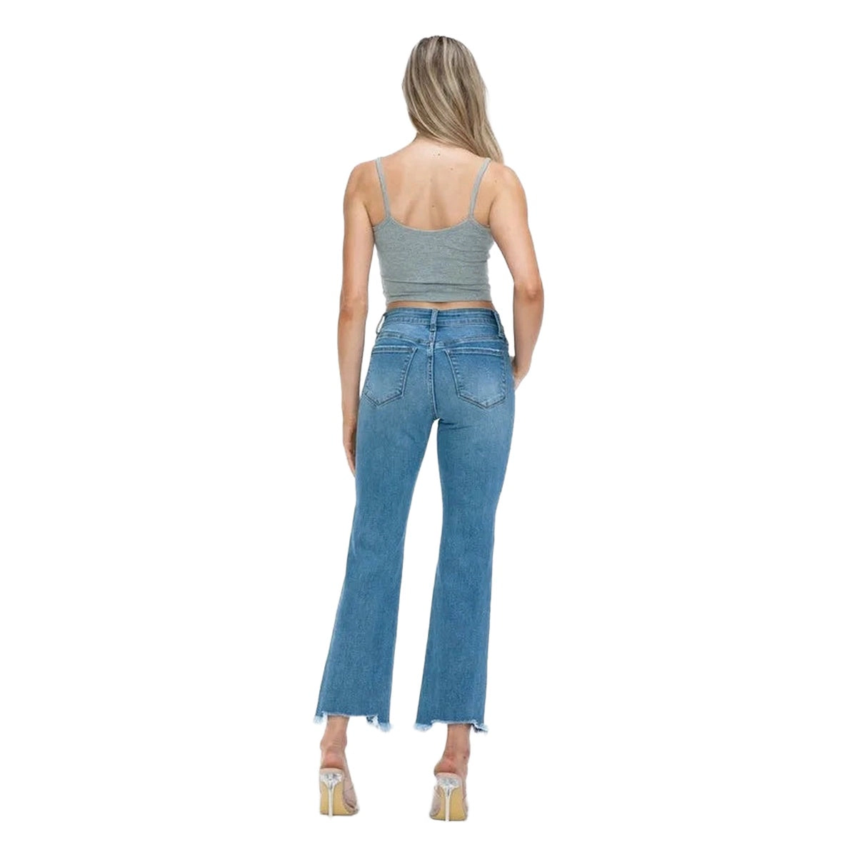 Judy Blue Womens Distressed Mid Rise Crop Jeans
