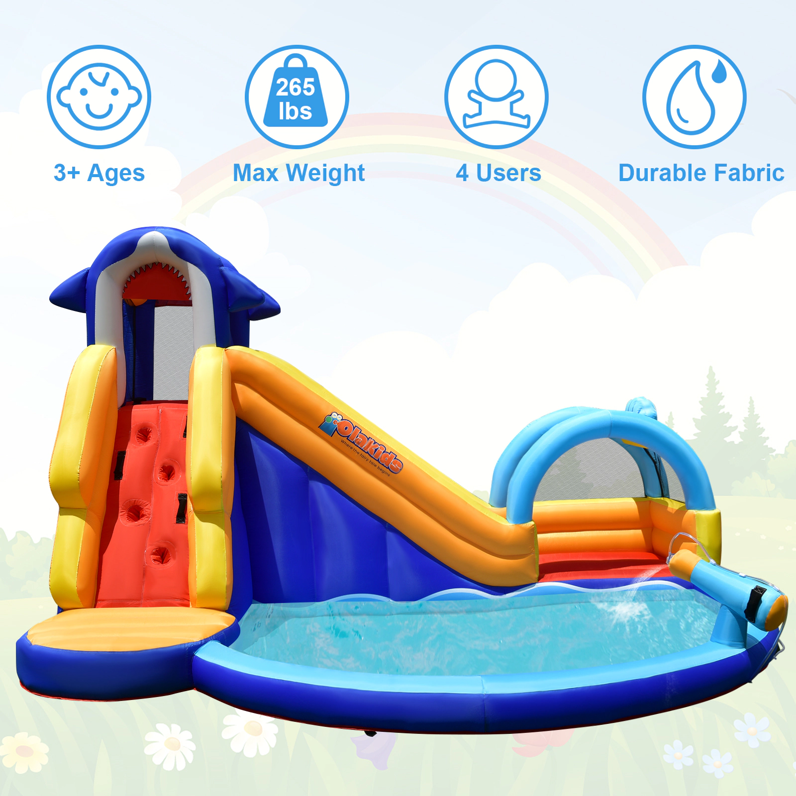 Hivvago Inflatable Bouncy House with Slide and Splash Pool without Blower