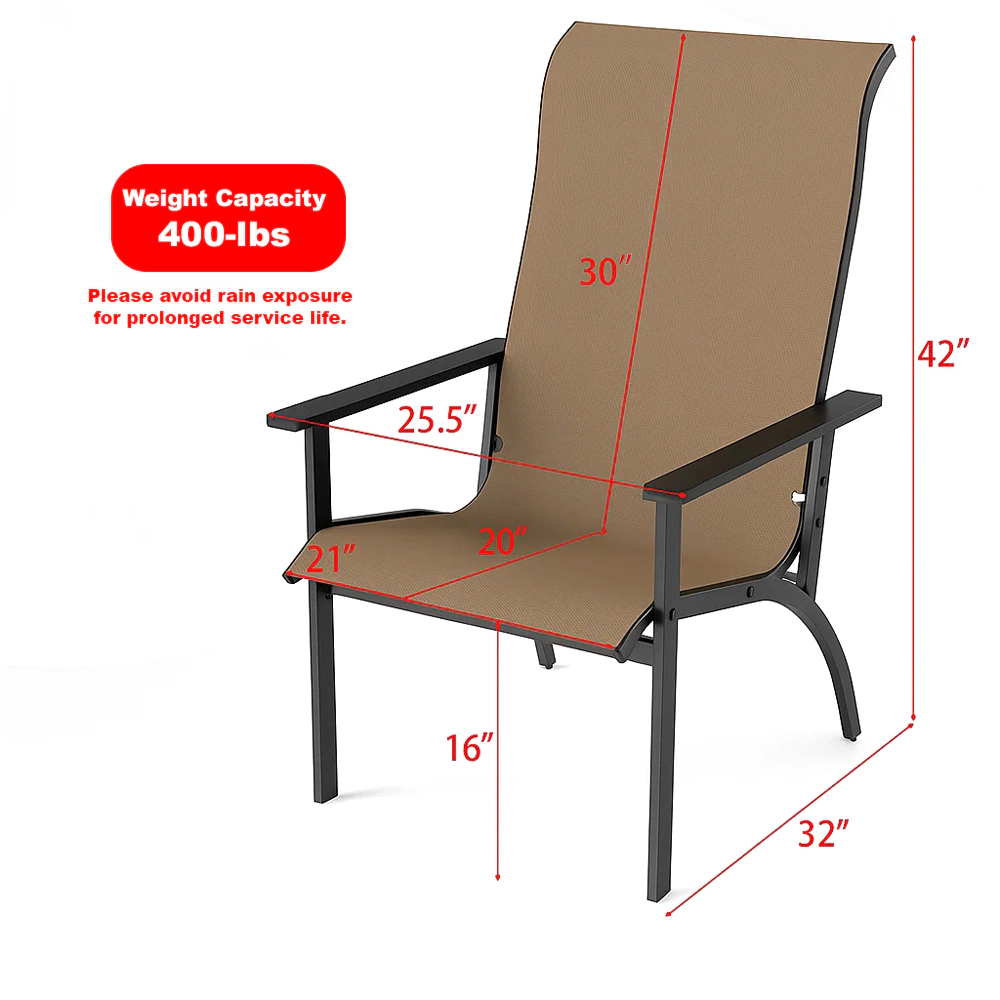 Hivvago Outdoor Metal Frame Adirondack Chair with Tall Backrest for Garden or Porch