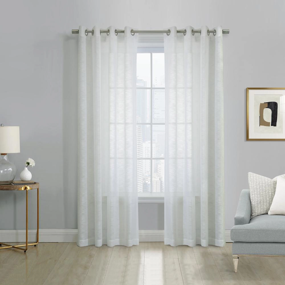 Habitat Boucle Sheer Premium Stylish and Functional Grommet Curtain Panel 52" x 84" White