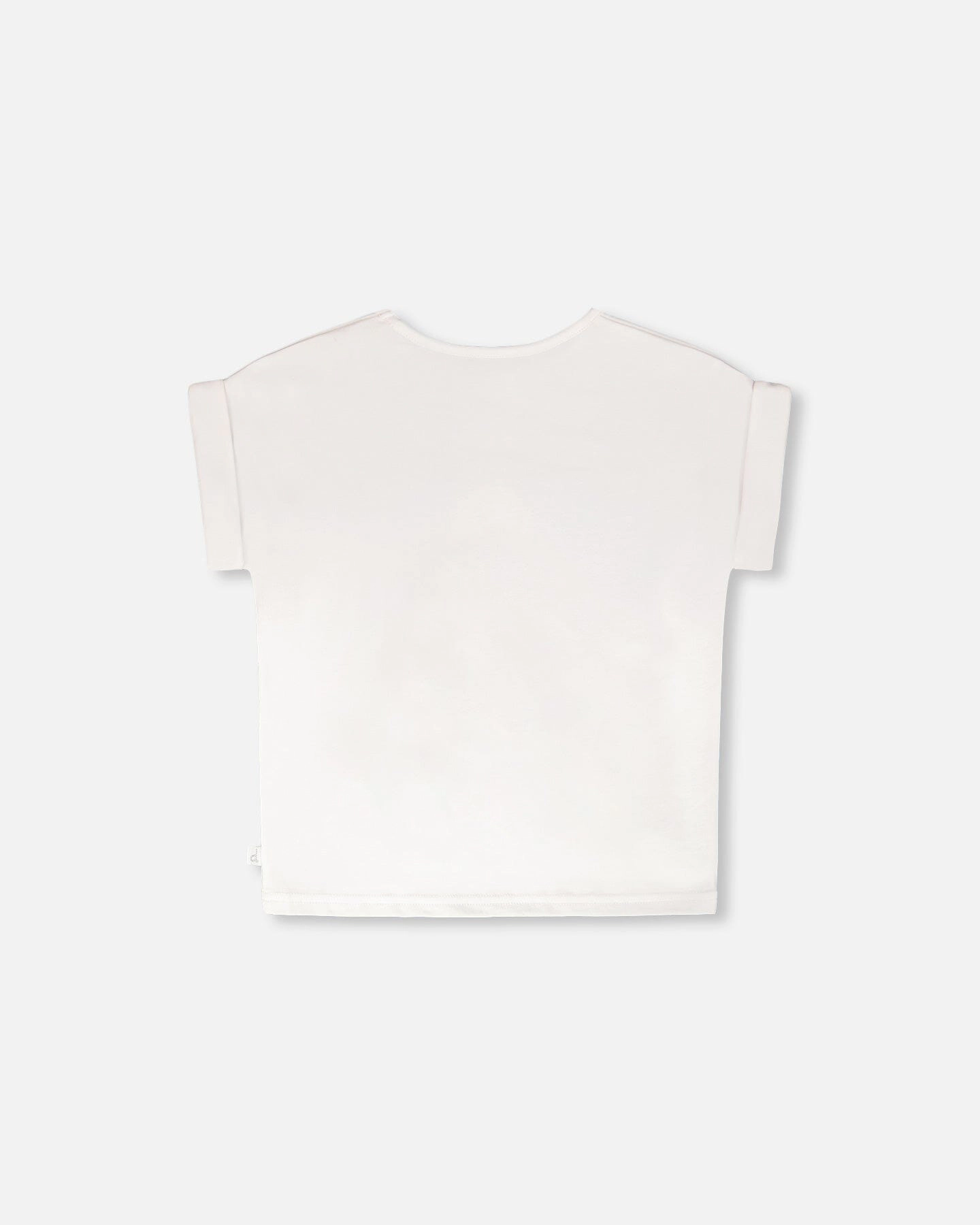 Deux par Deux Girls Organic Cotton Jersey Cuffed Graphic T-Shirt