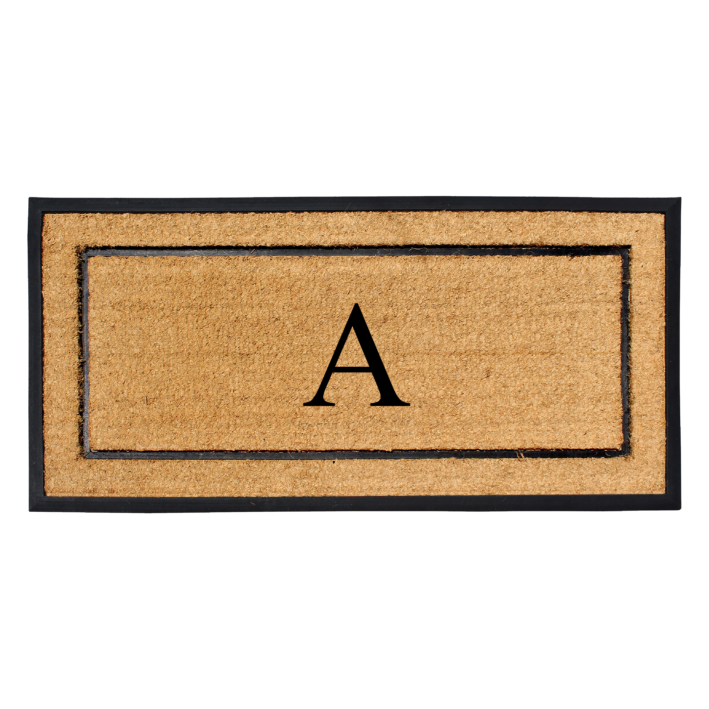 A1 Home Collections Rubber Doormat 30x60 Black Heavy Duty Welcome Mat Monogrammed Letter C