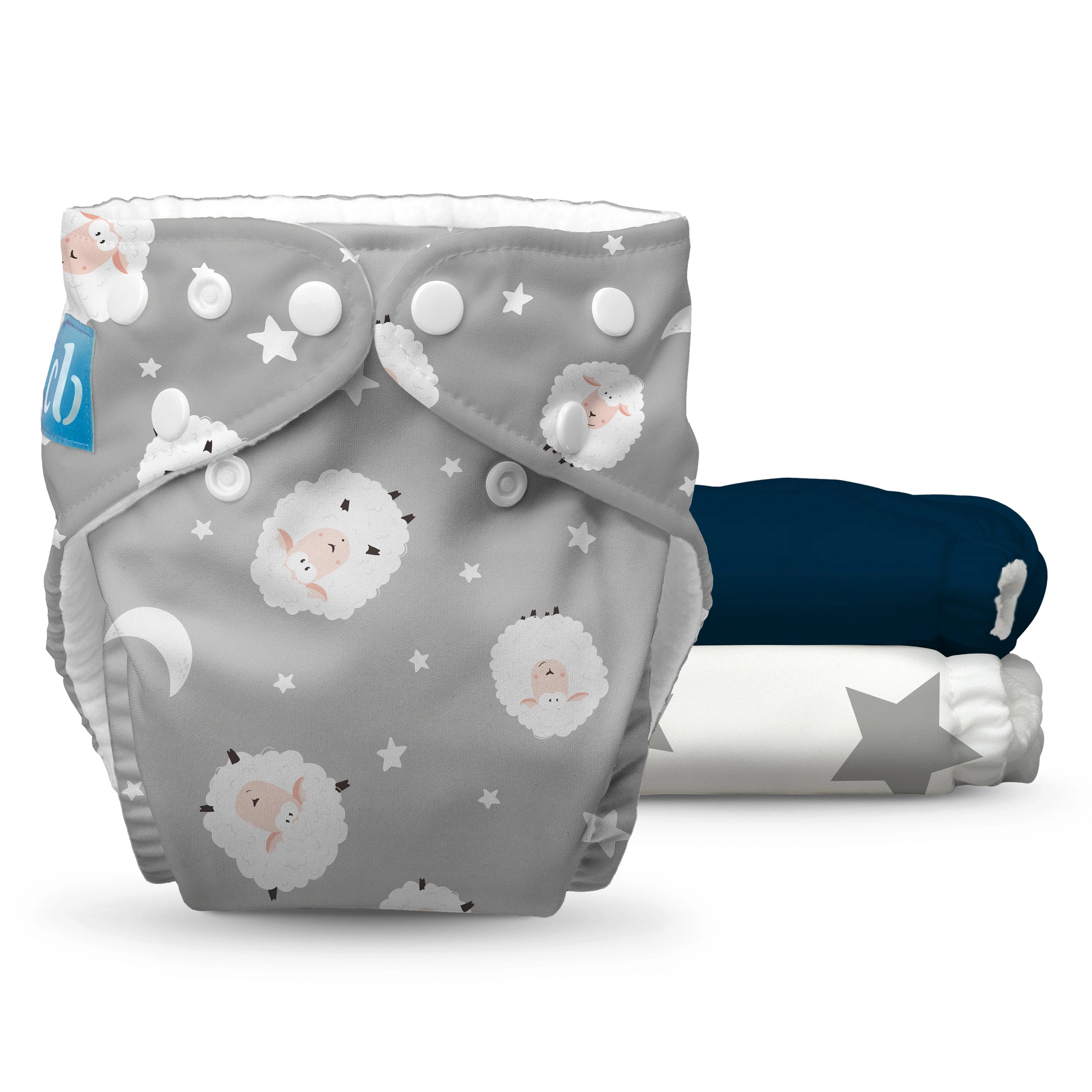 Charlie Banana One-Size Reusable Cloth Diaper Pack - Fleece Lined (Pack of 3) - Counting Sheep