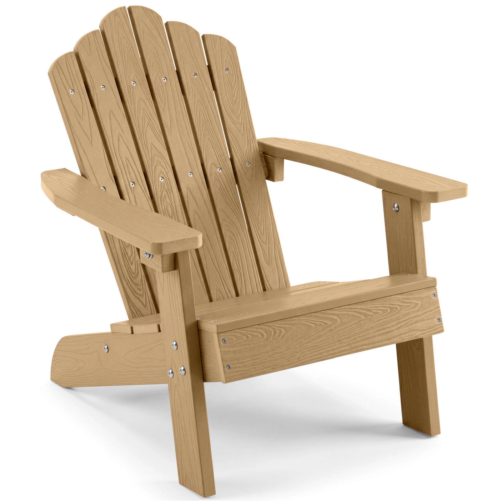 SUGIFT All-Weather HIPS Kids Adirondack Outdoor Chair with Tilted High Backrest 165-lb Capacity Ages 3-7 Brown