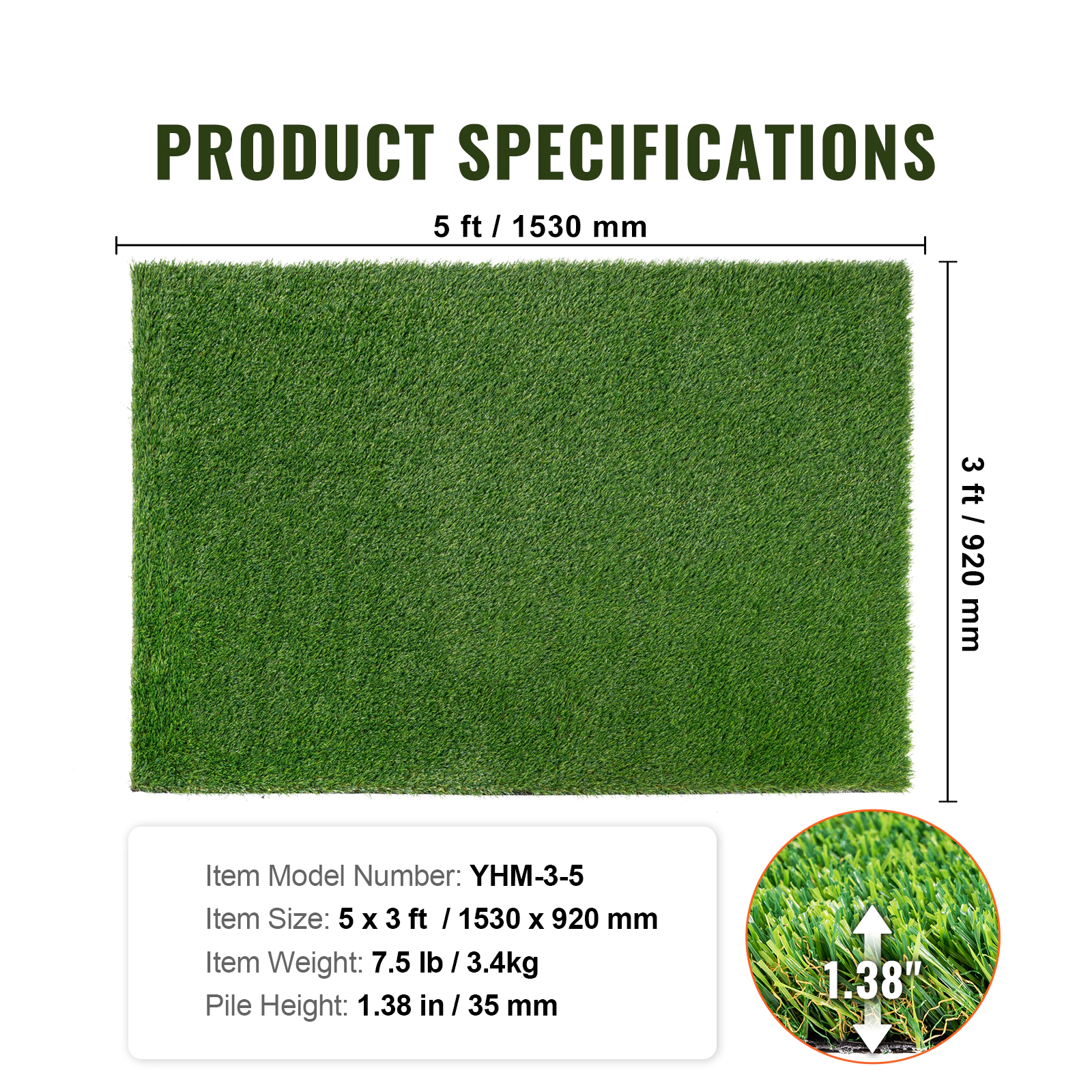 HONGGE Artifical Grass Turf Fake Mat Outdoor Perfect For Multi-Purpose Indoor Entryway Scraper Dog Mats