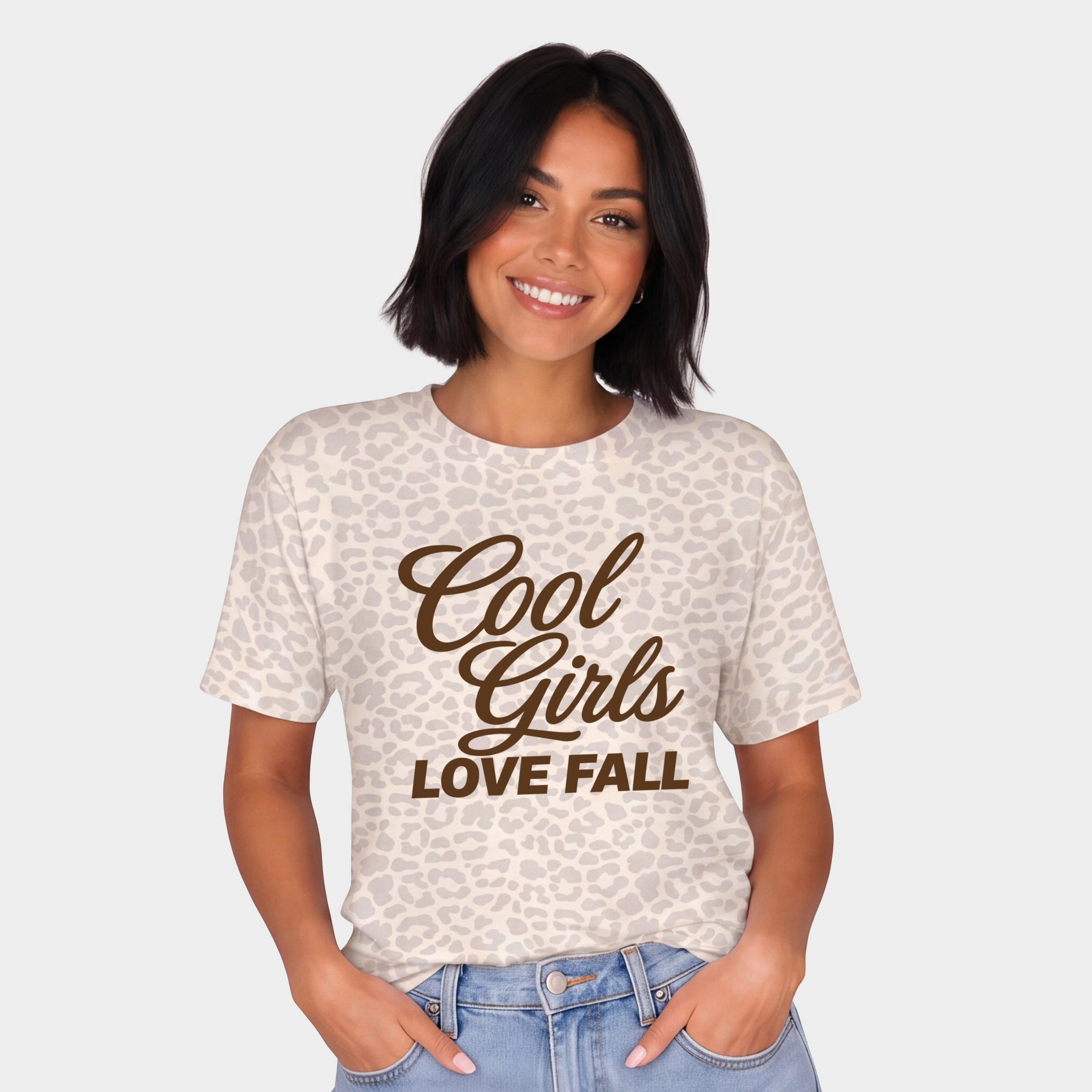 Simply Sage Market - Women's Leopard Print Tee Cool Girls Love Fall Brown