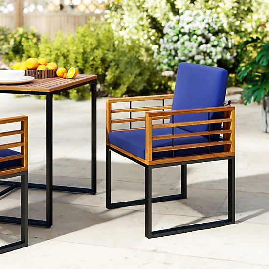 Hivvago Acacia Wood Outdoor Dining Chairs Set Of 2 With Soft Cushions
