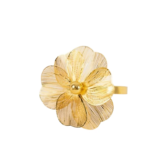 Home Collection 2-Inch Jasmine Flower Metal Napkin Rings-Set of 4