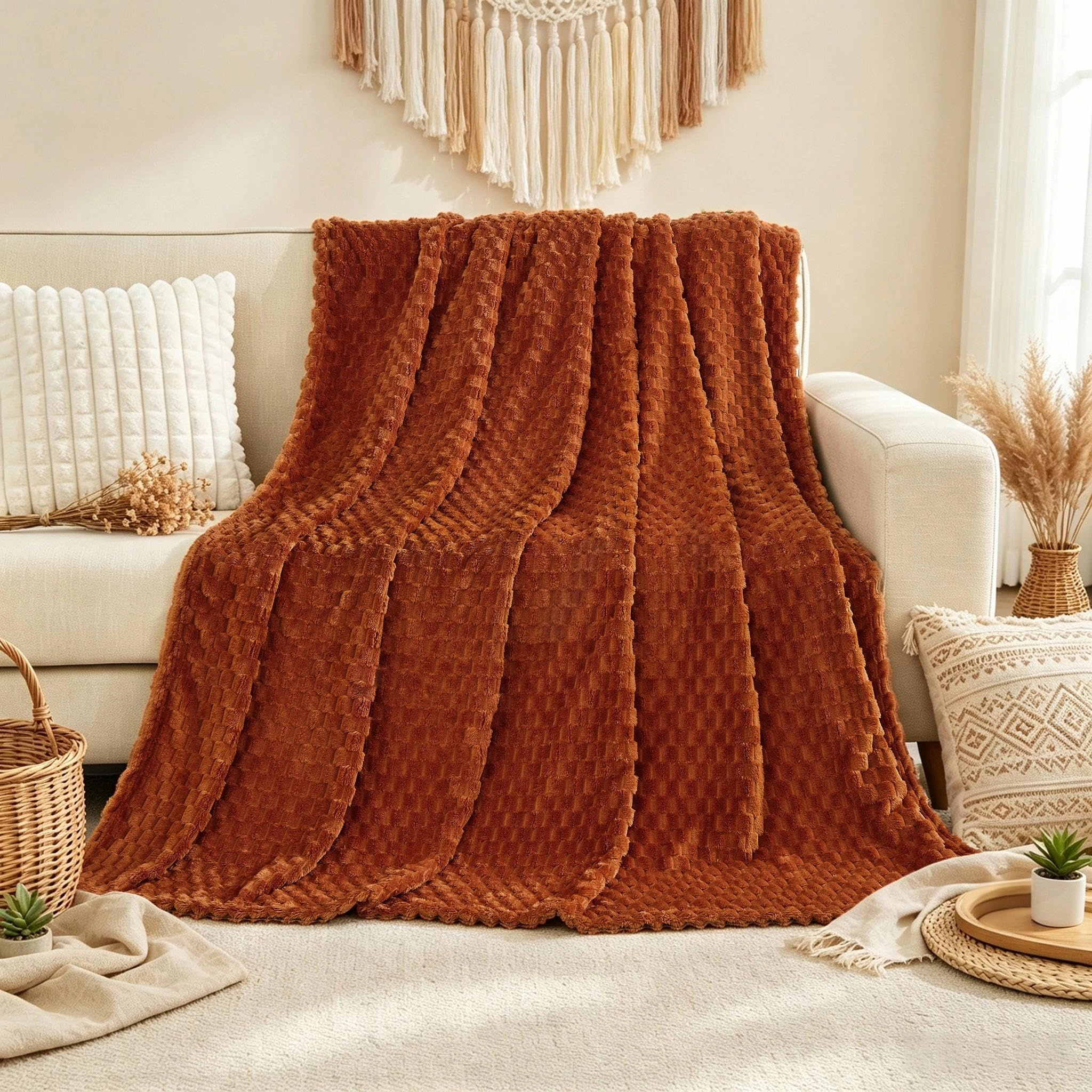 Flannel Throw Blanket 60x80IN 300GSM Fleece Soft Warm Home Decor Bed Adults All Seasons
