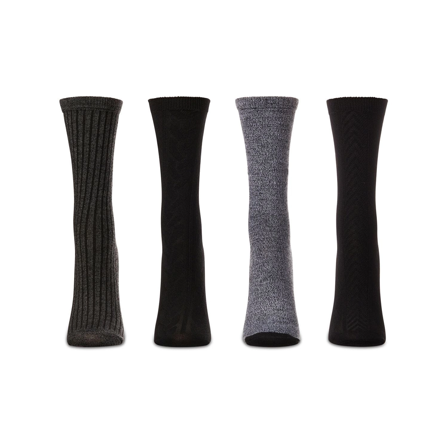 MeMoi Women's 4 Pair Pack Textured Buttersoft Crew Socks