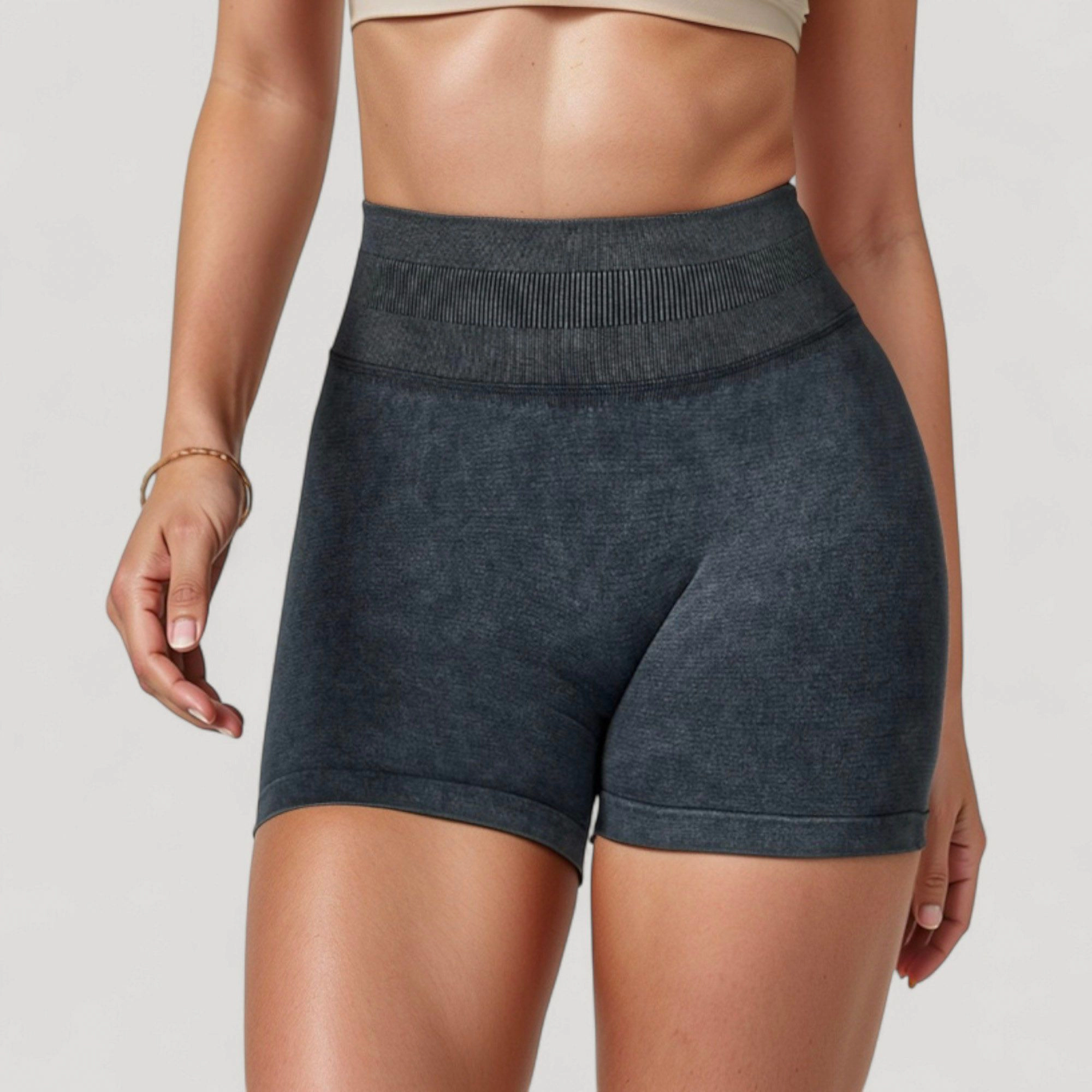 Anna-Kaci Women's Ribbed Seamless Biker Shorts with Stretch Fabric and Smooth Fit