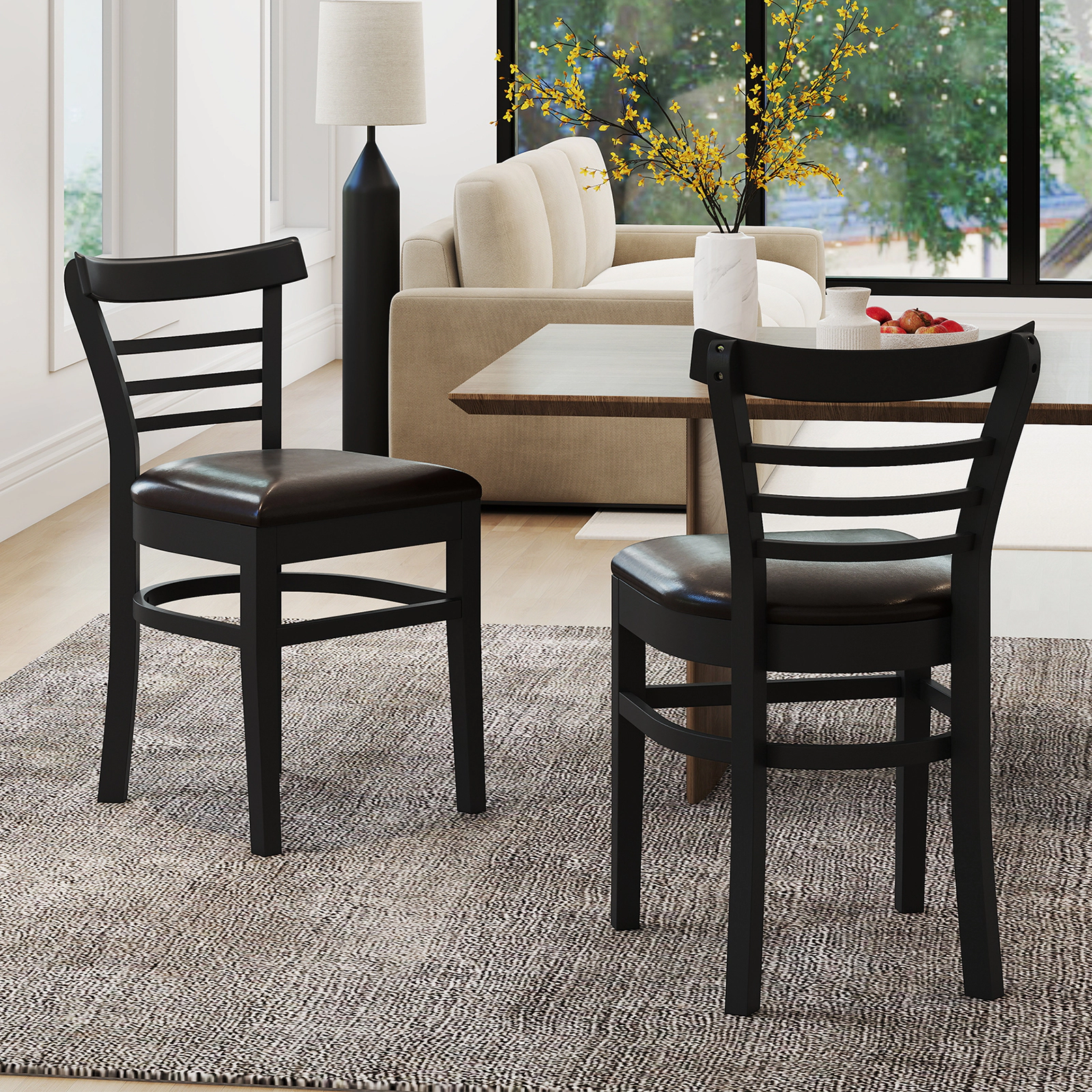 LJG Set of 2 Wooden Dining Chair with Rubber Wood Legs for Restaurant