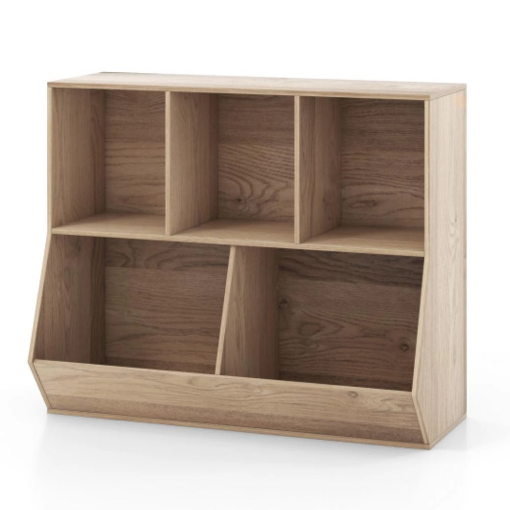 Hivvago 5-Cube Wooden Kids Toy Storage Organizer with Anti-Tipping Kits