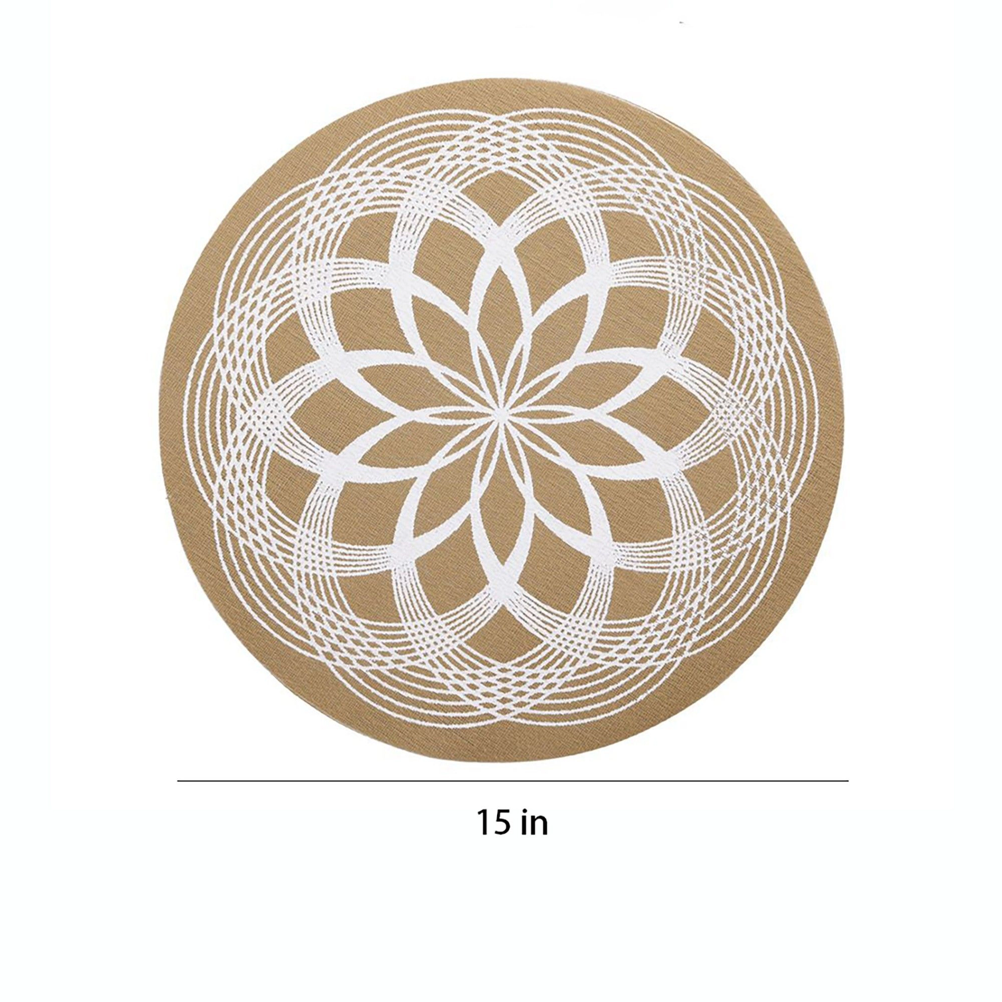 Alilang Unisex 4 Piece Mandala Placemat Set Metallic PVC Heat Resistant Round Table Mats for Dining