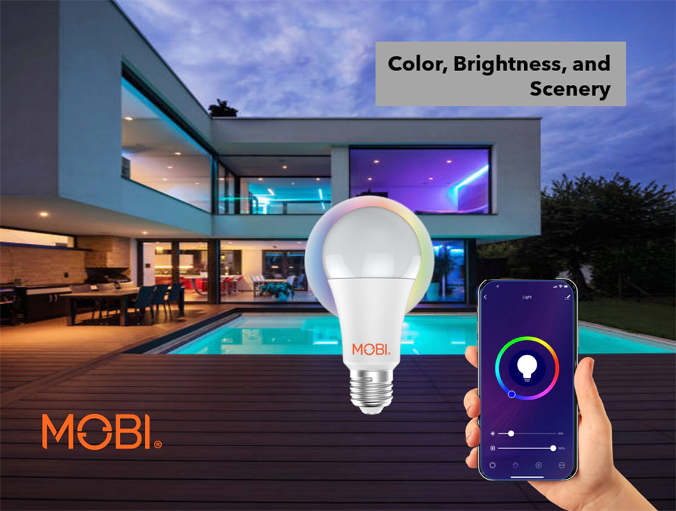 MOBI Smart Wi-Fi LED Color Light Bulb App Control - No Hub Required