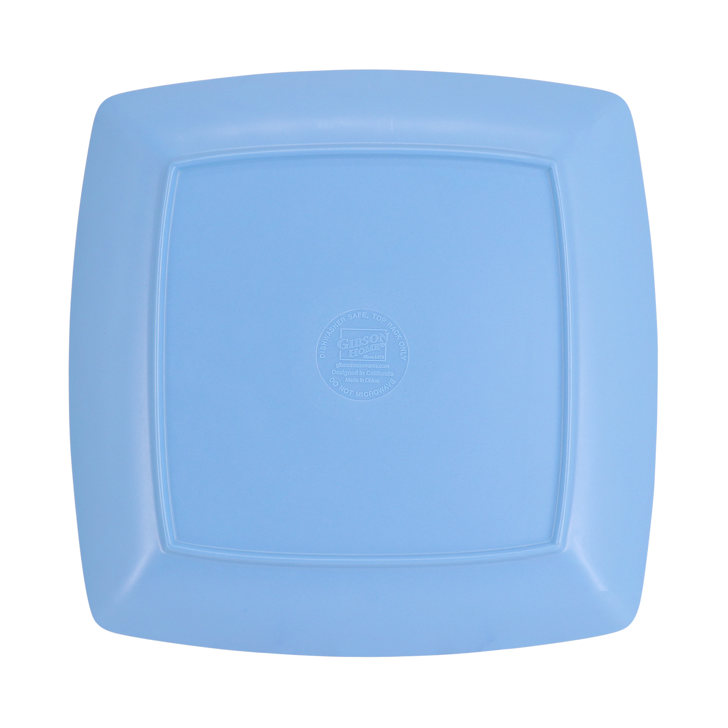 Gibson Home Grayson 4 Piece 8.5 Inch Square Melamine Dessert Plate Set in Assorted Blue