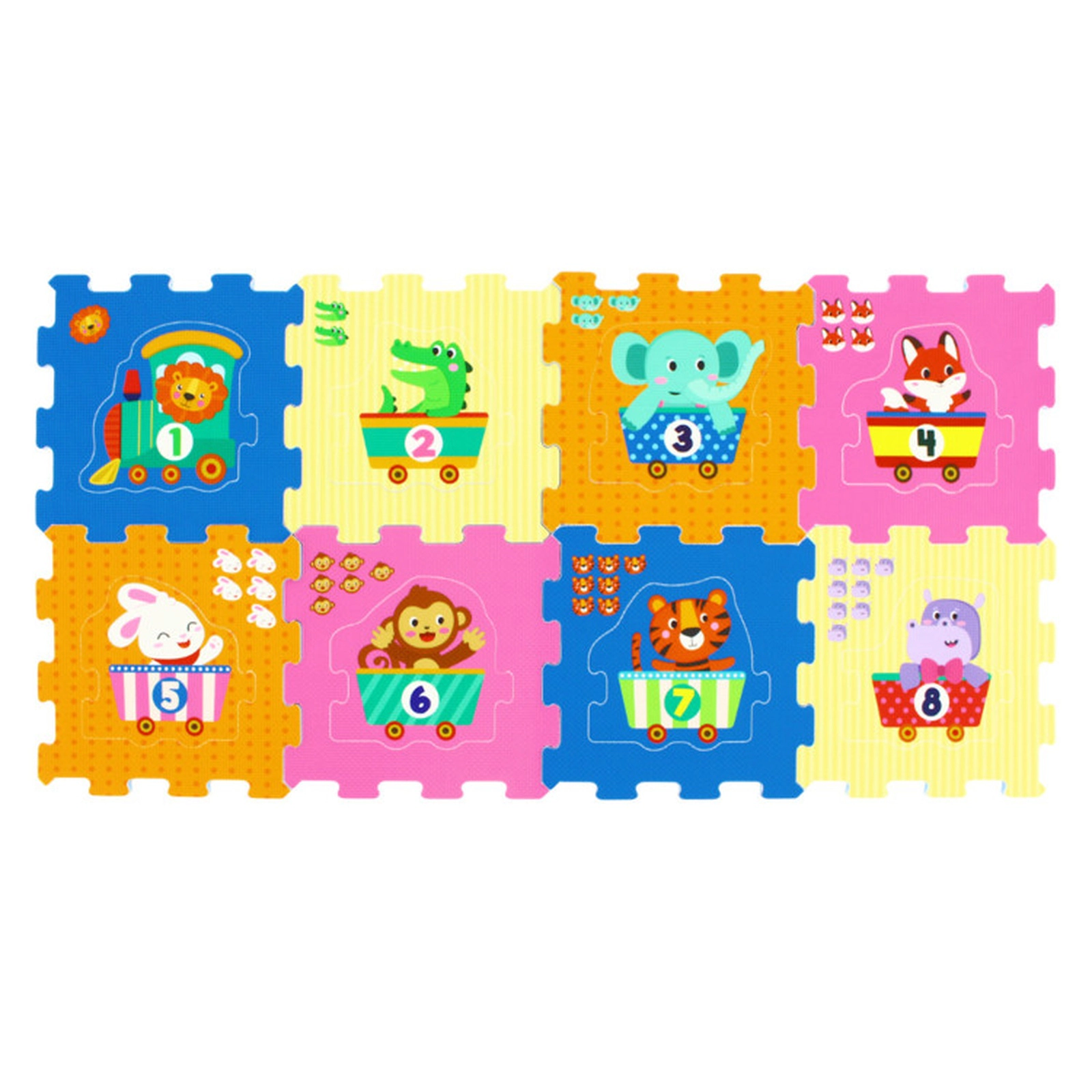 SUGIFT 8-Piece Baby Floor Play Mat Puzzle Tiles with Educational Numbers 12-in Tiles Ages 10 Months+ Colorful