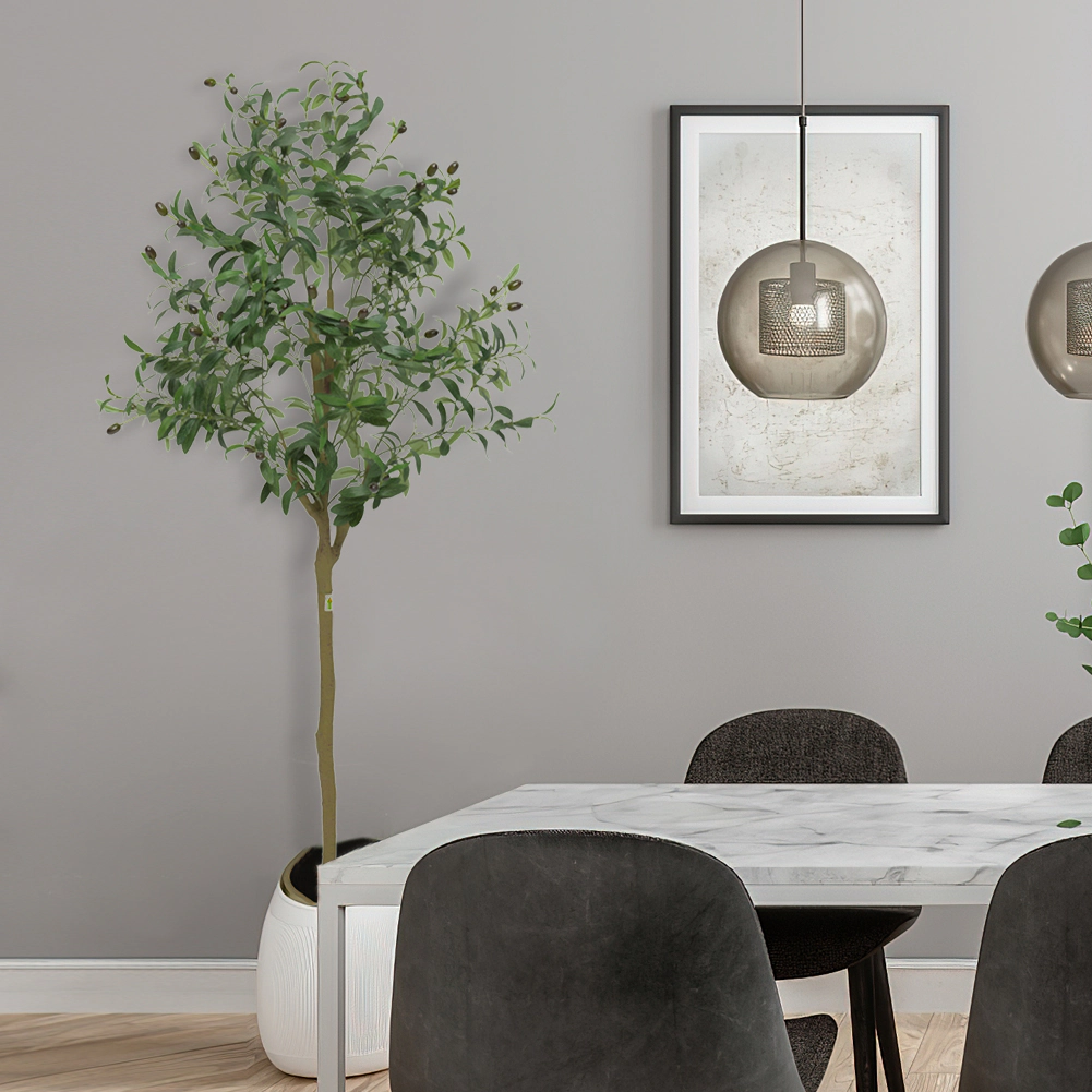 Faux Olive Tree 5Ft, Fake Black with Pot, Indoor Tall Artificial Plants for Living Room Home Office