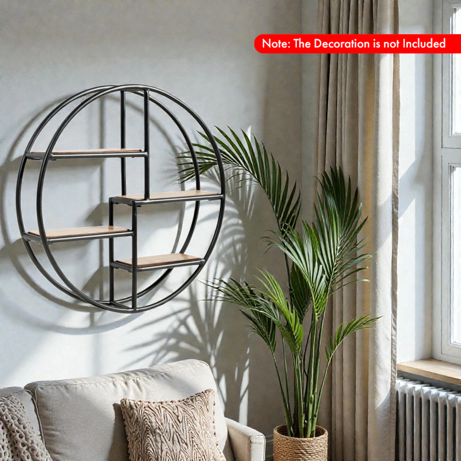 Hivvago Round Wall-Mounted 4-Tier Storage Shelf for Home and Office