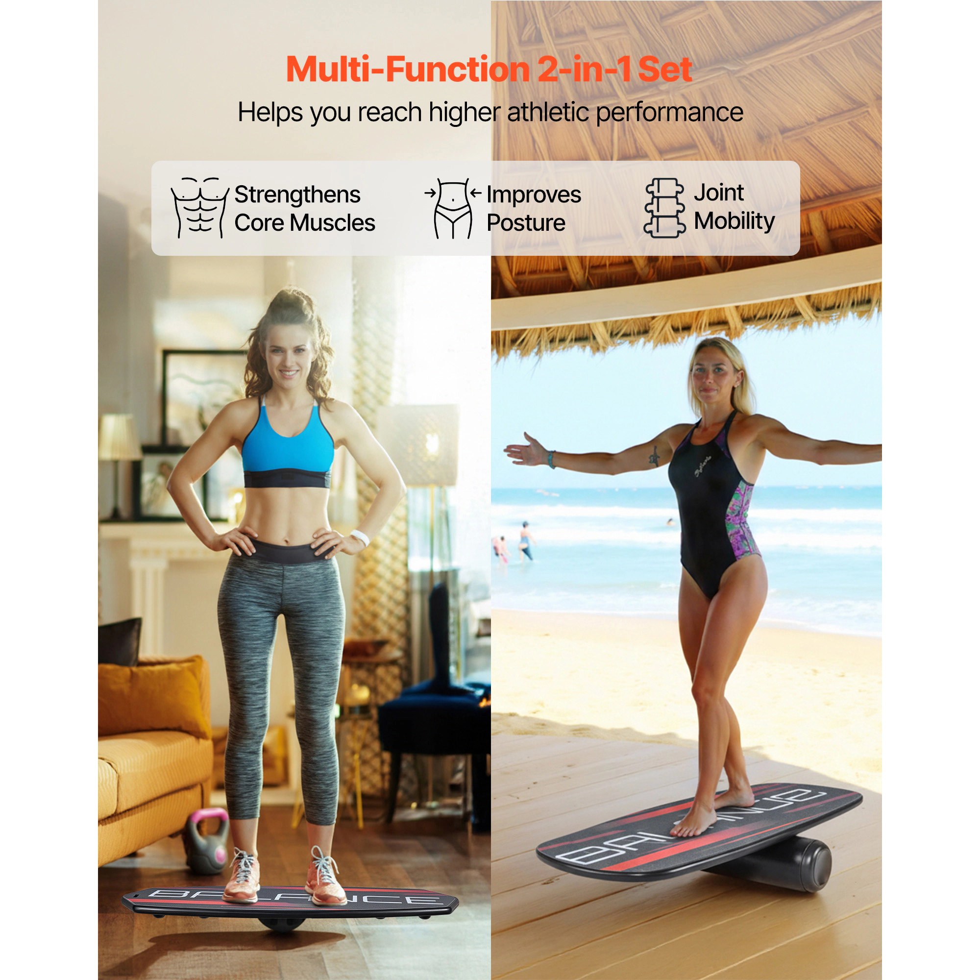 HONGGE Balance Board, Wobble Board Trainer for Adults, Premium Wooden Training Equipment