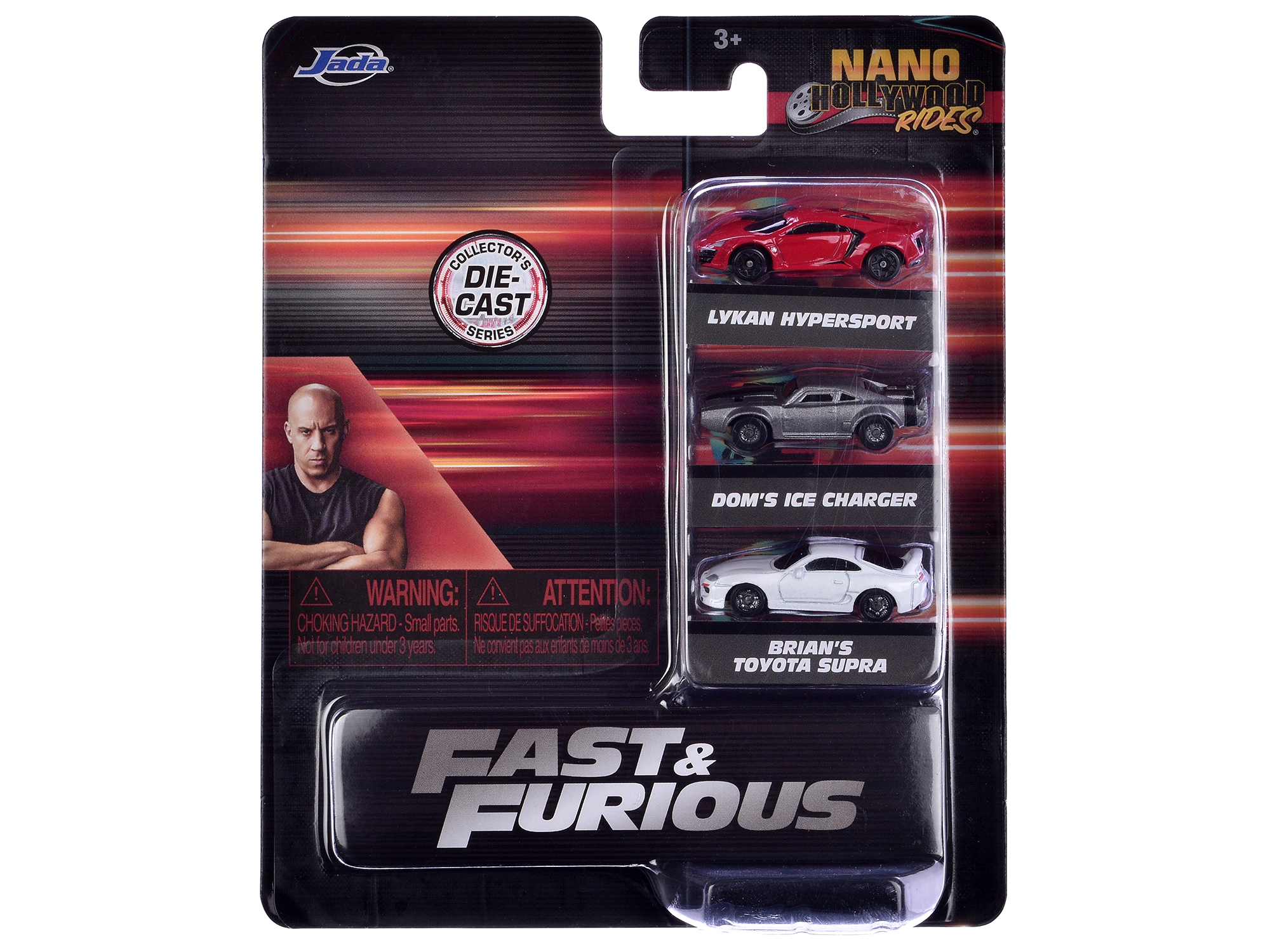 Jada "Fast & Furious" Movie 3 piece Set Series 4 "Nano Hollywood Rides" Series Diecast Model Cars by Jada