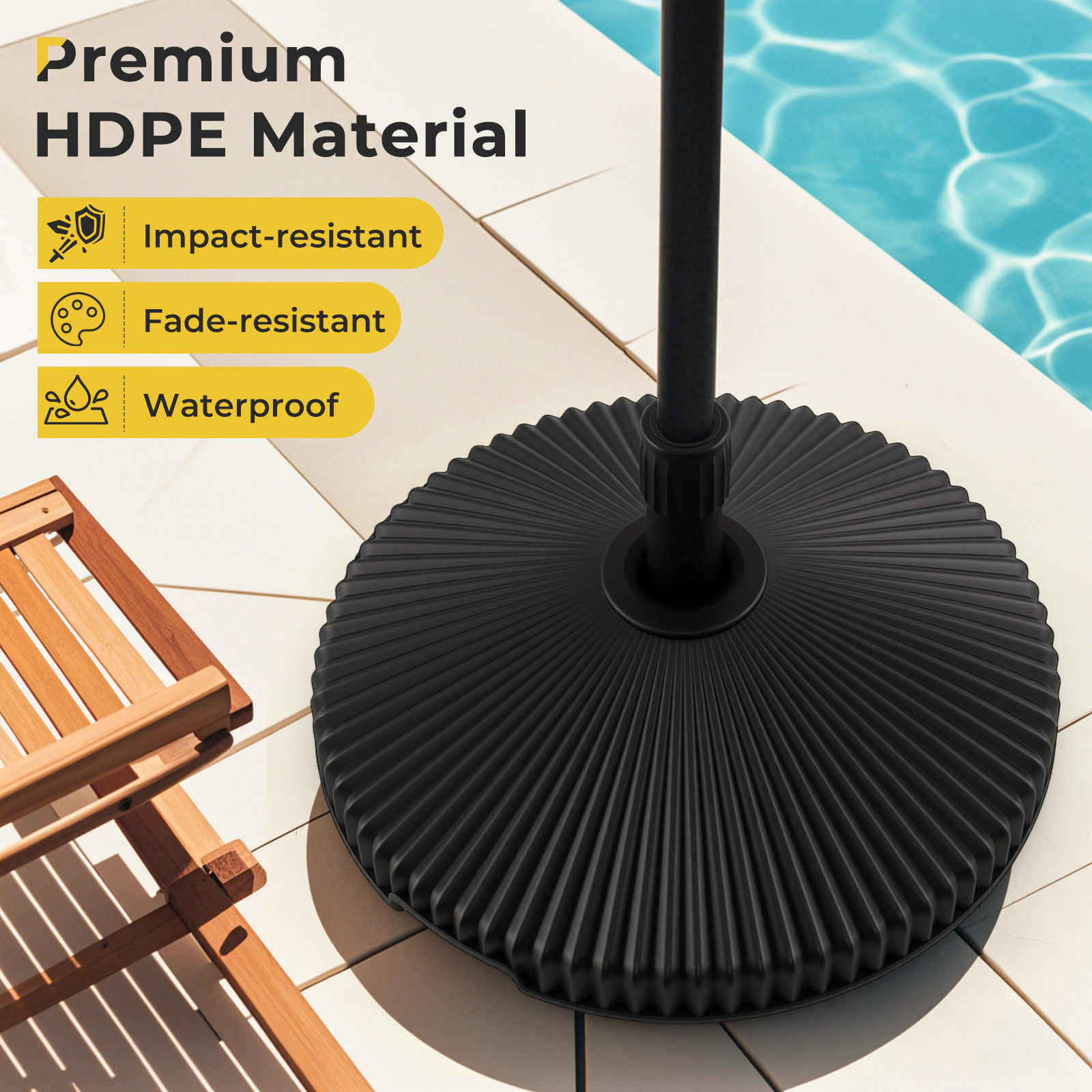 Slickblue Fillable Patio Umbrella Base with Metal Holder and 3 Adapters Black