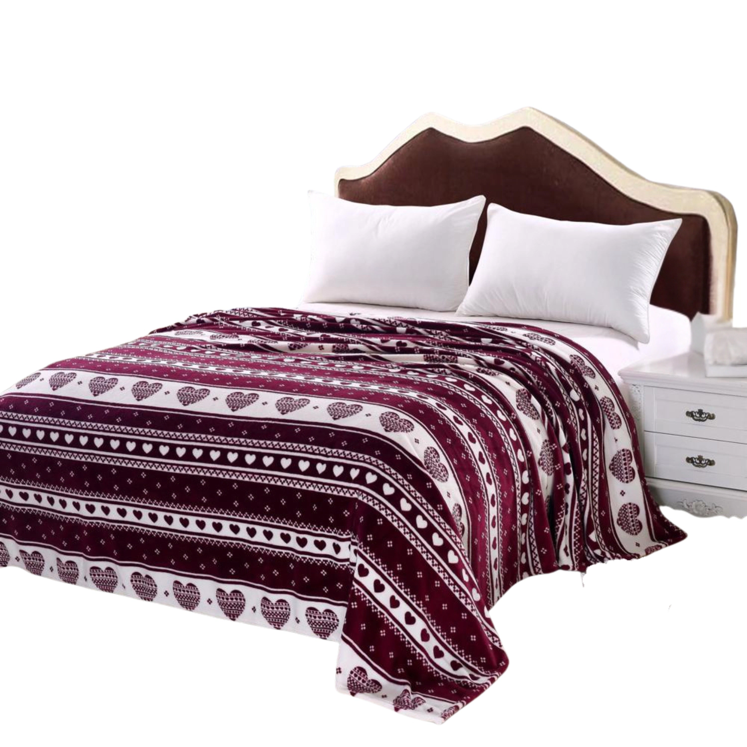 Heartfelt Valentine Micro Plush Blanket Burgundy - Queen 90x90
