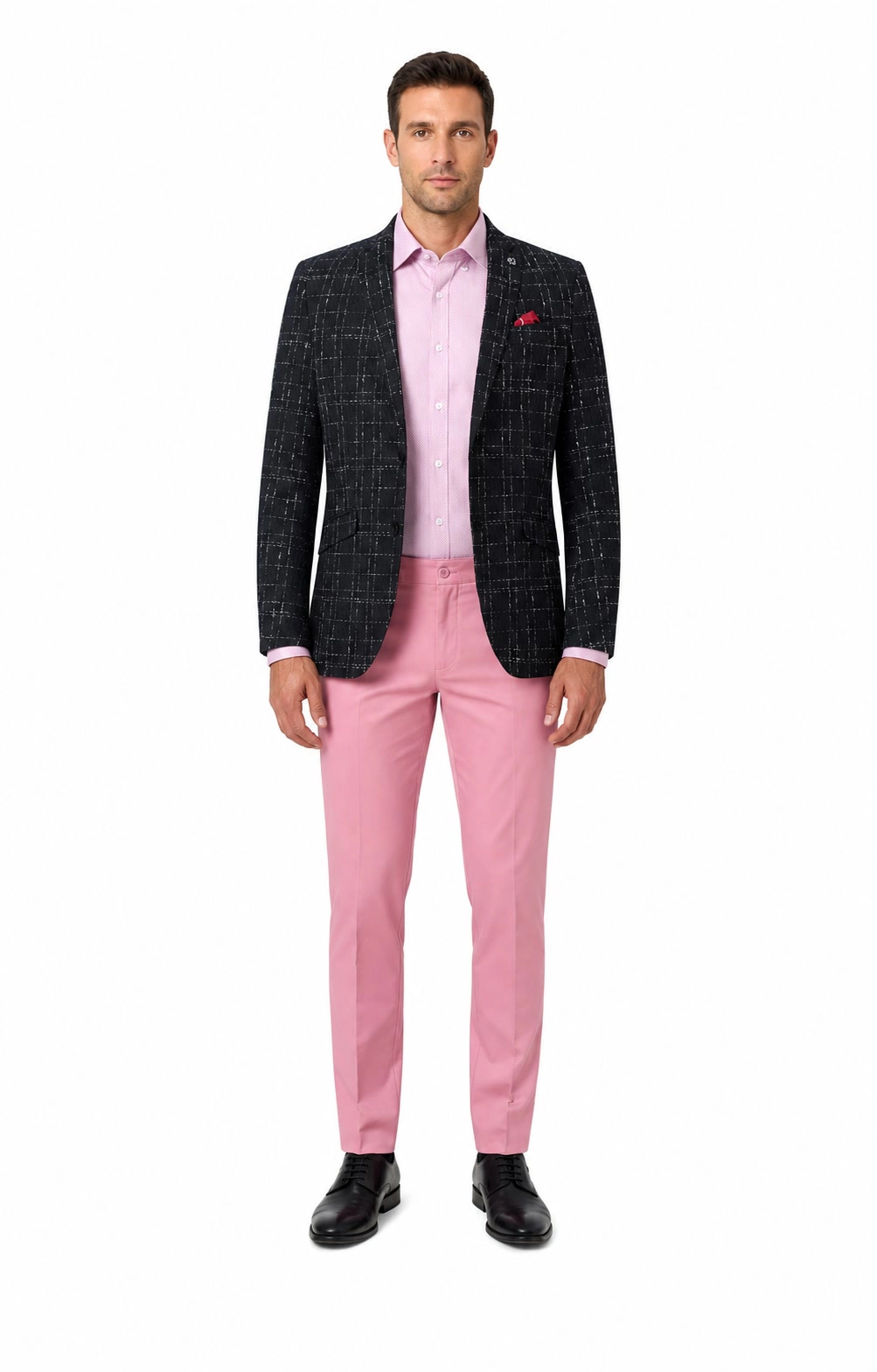 Elie Balleh Men's Slim Fit Plaid Boucle Sportcoat