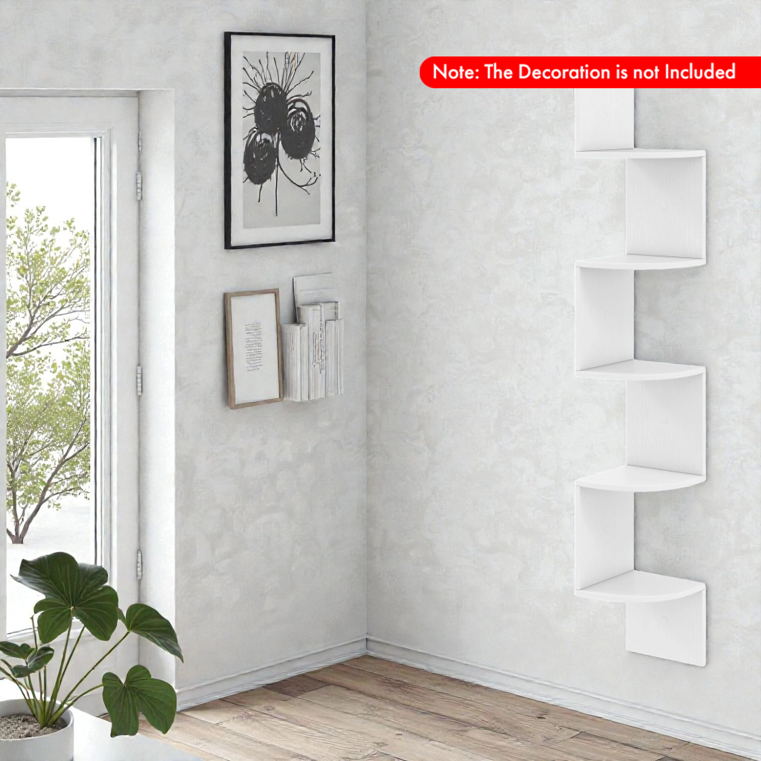 Hivvago Floating Corner Shelf with 5 Open Tiers and Wall-Mounted Design