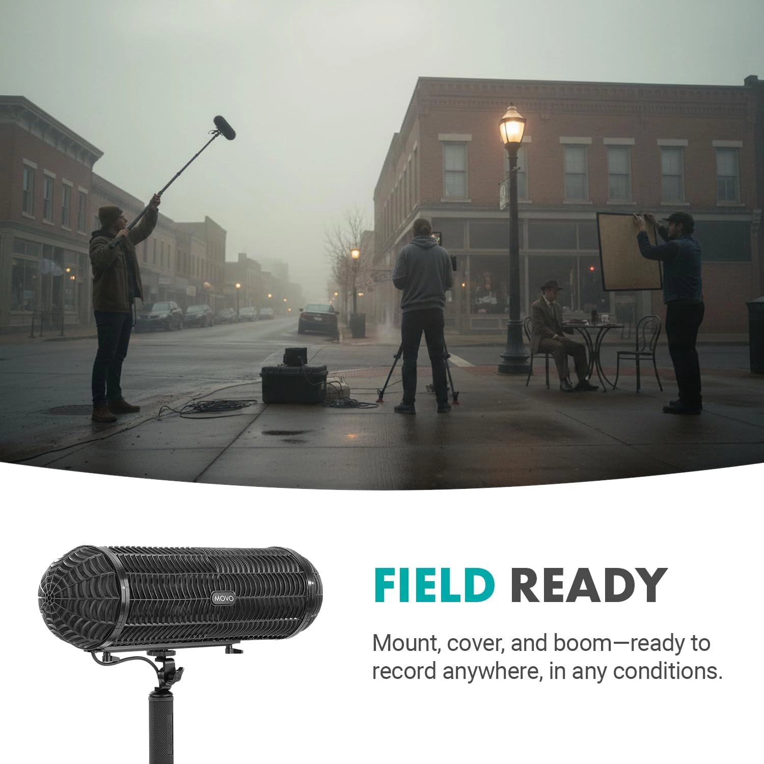 Movo Location Sound Production Bundle with 9.8-Foot Boom Pole and Blimp Windscreen for Shotgun Microphones