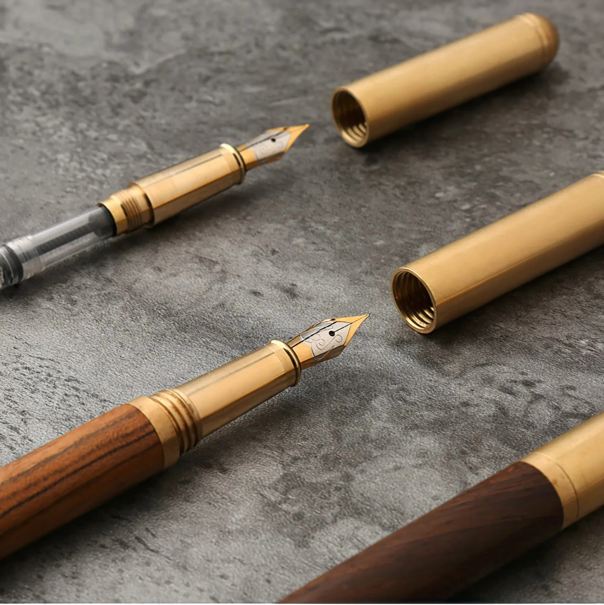 Steel Horse Leather Unisex The Hemmingway | Handmade Wood and Brass Fountain Pen