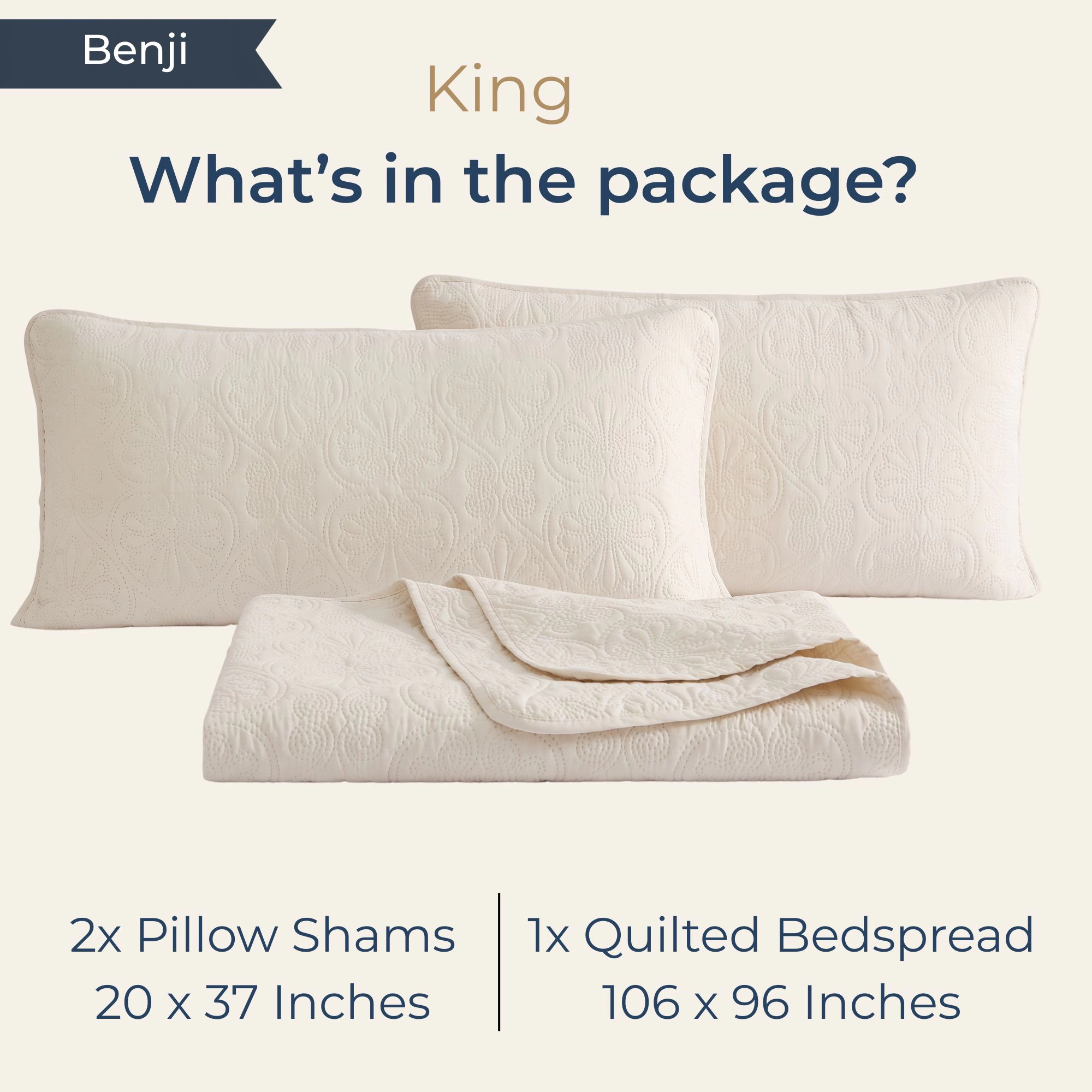 HLC.ME Benji - 3 Piece  Quilt Set, Lightweight Bedspread Coverlet Set