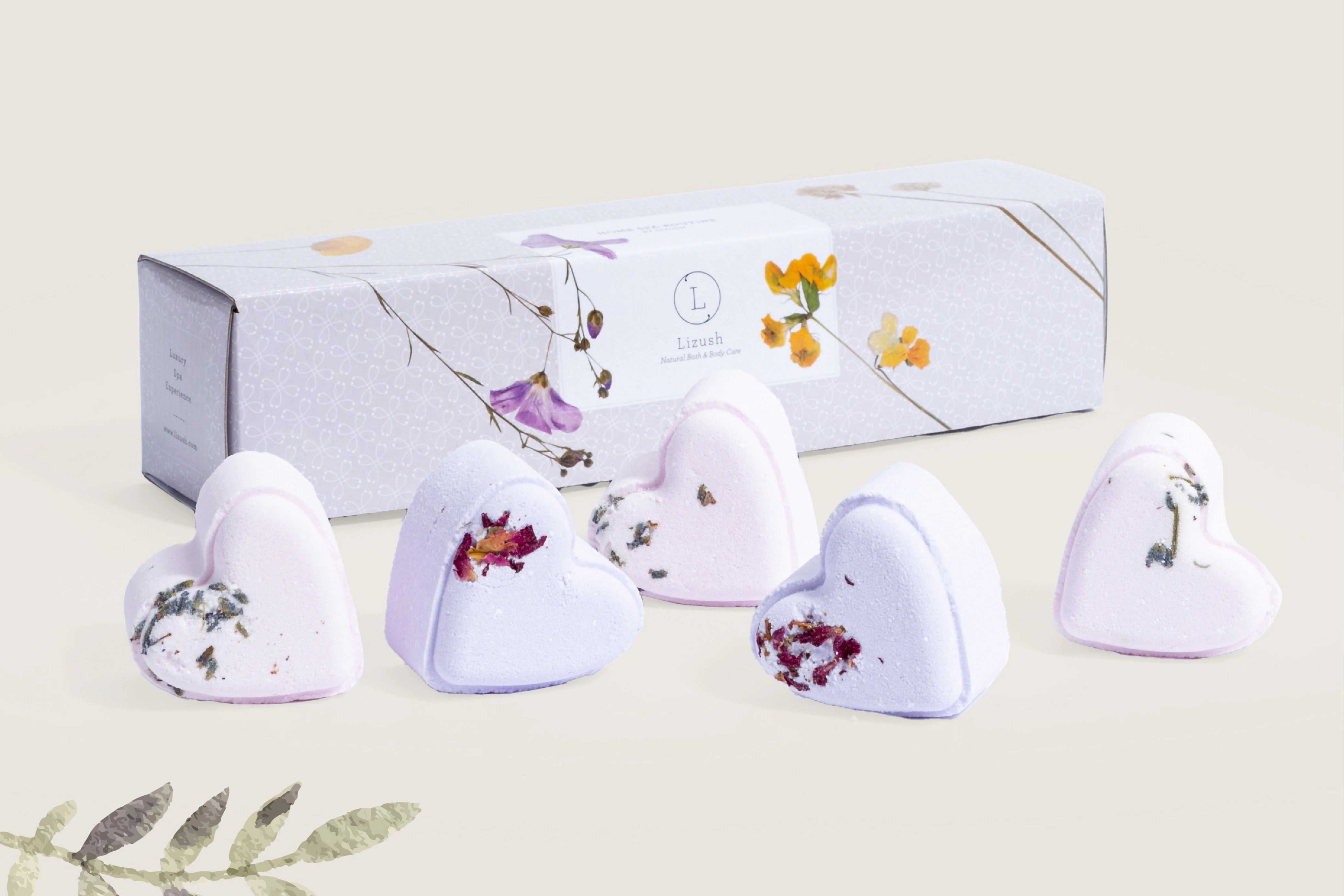 Lizush  Lavender 5 Heart-Shaped Shower Steamers in Gift Box for your LOVE