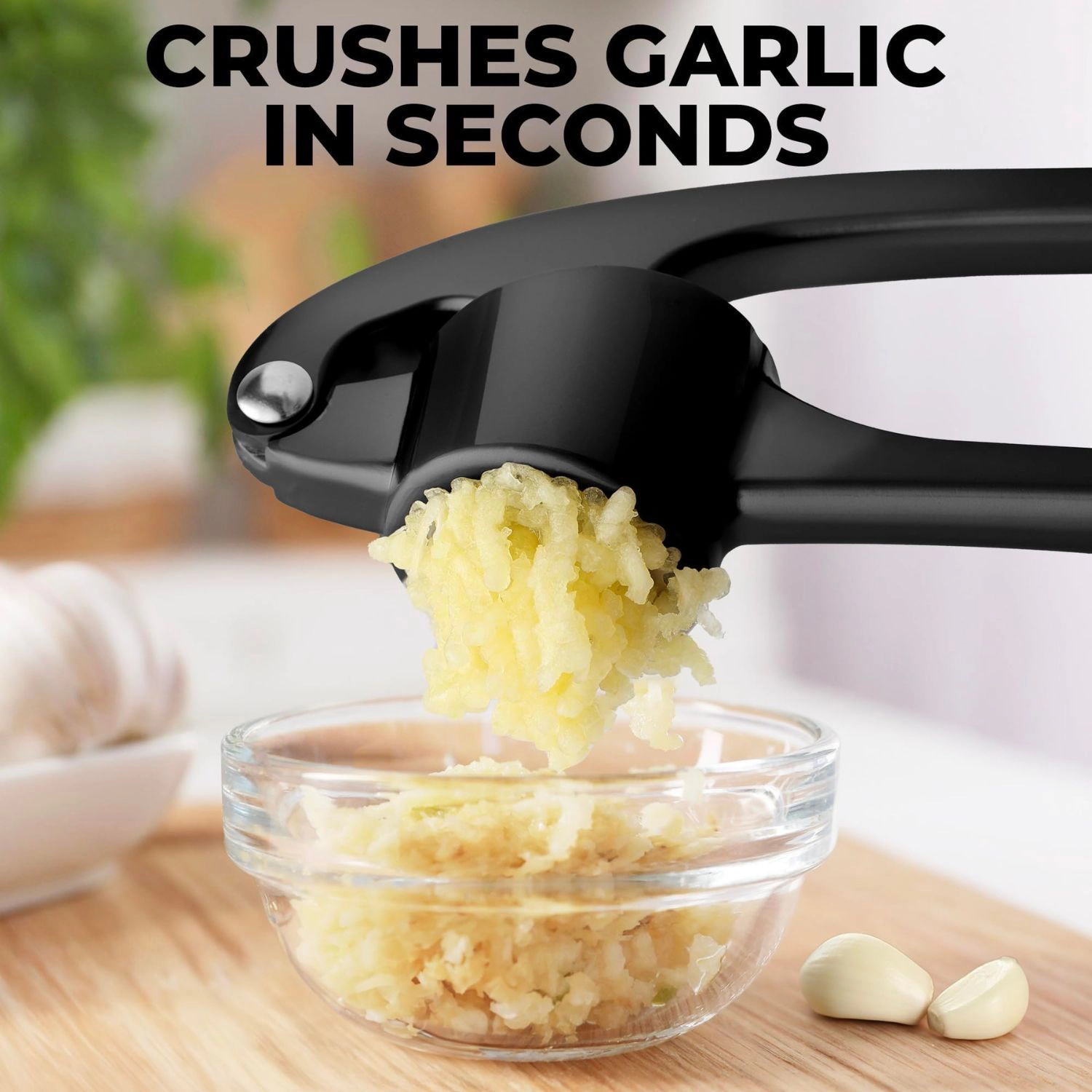 Zulay Kitchen Large Premium Garlic Press Set - Bigger Bowl for